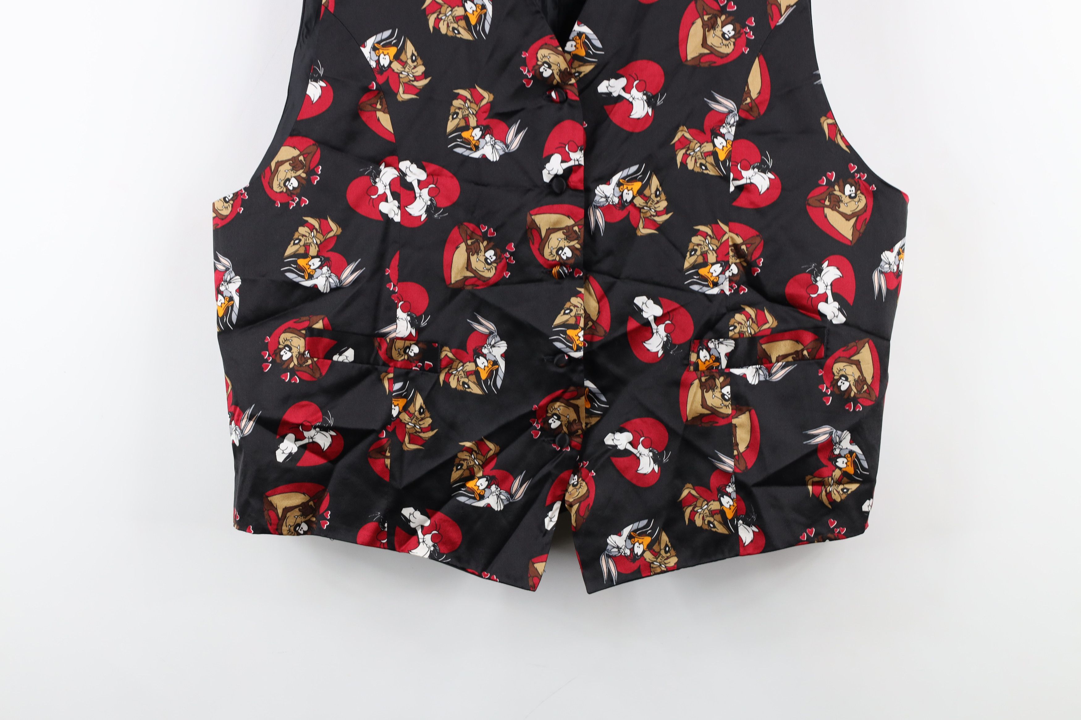 Vintage Vintage 90s Looney Tunes Heart Tie Back Button Vest Jacket Size L / US 10 / IT 46 - 3 Thumbnail