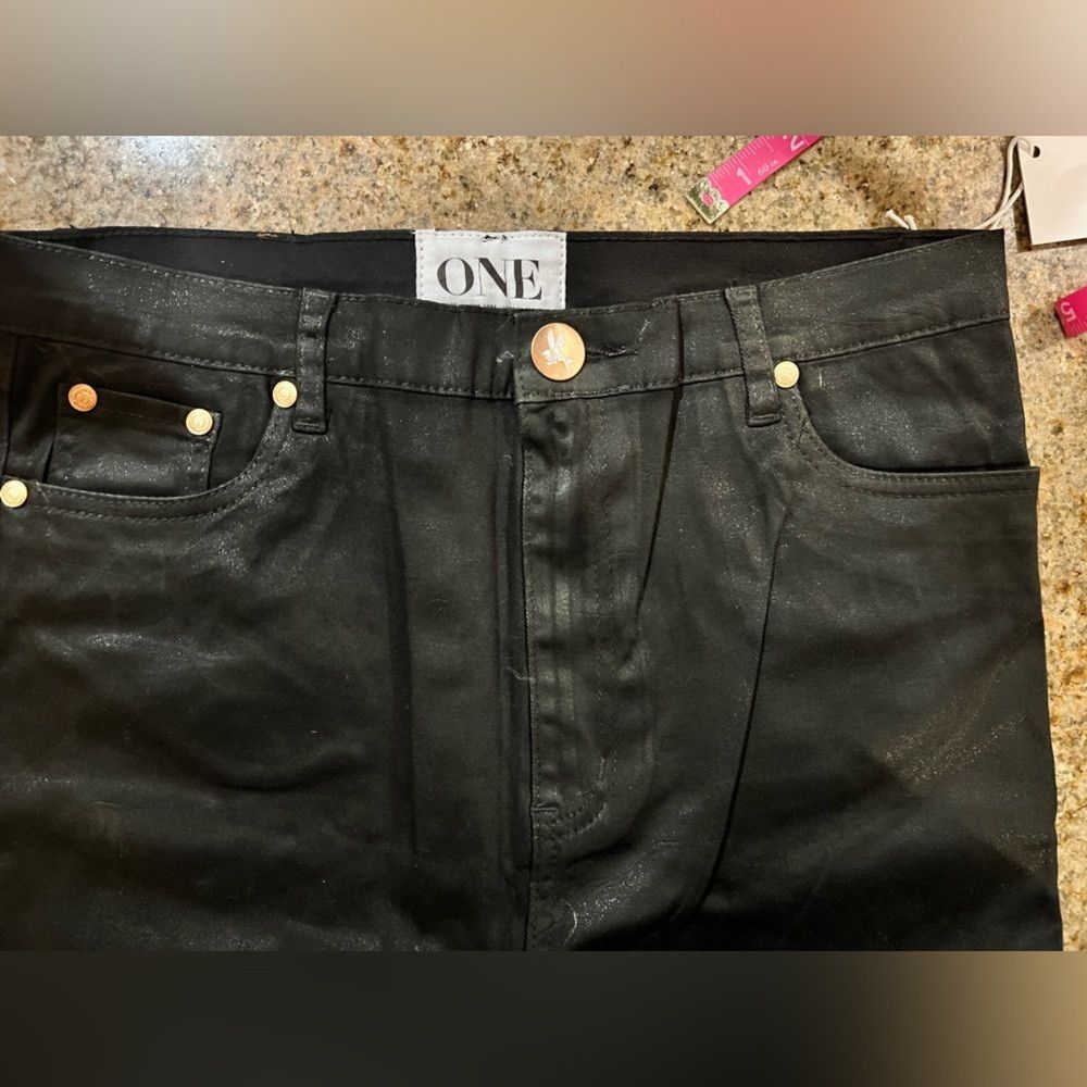 One Teaspoon One Teaspoon Wet Look Runaways Jeans NWT Size 29 Black Coat Size 29" - 7 Thumbnail
