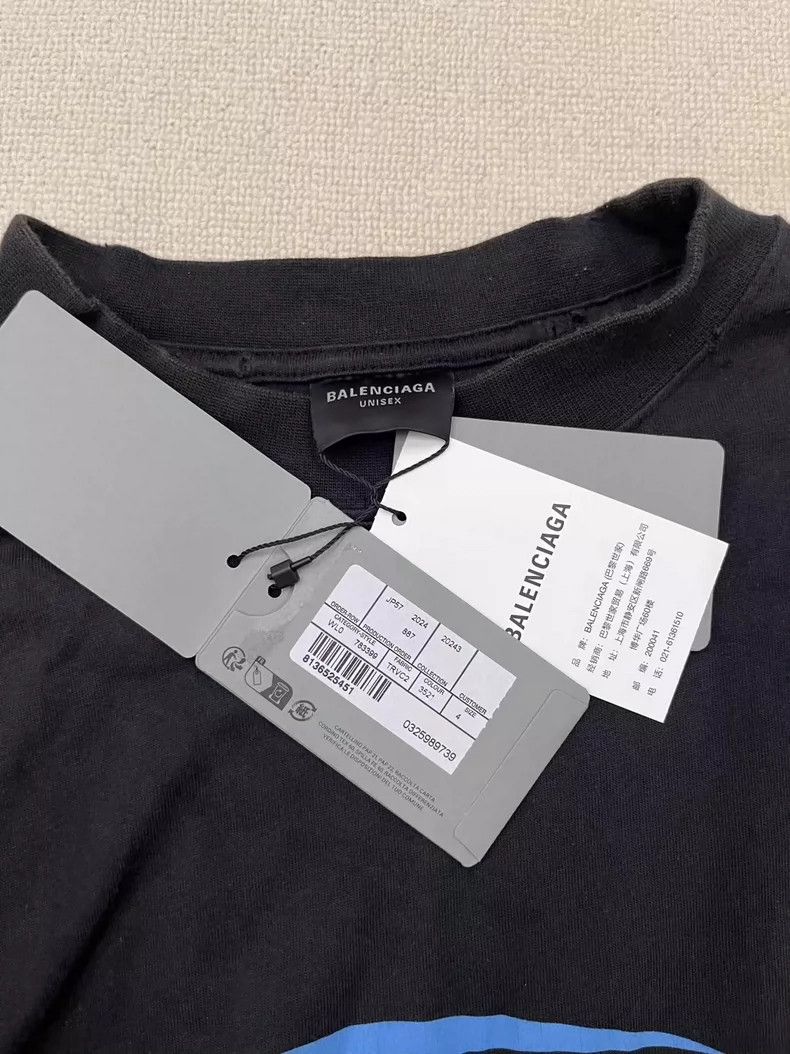 Balenciaga Balenciaga Monogram Logo Printed Crew Neck Pullover Short Size US XL / EU 56 / 4 - 4 Thumbnail