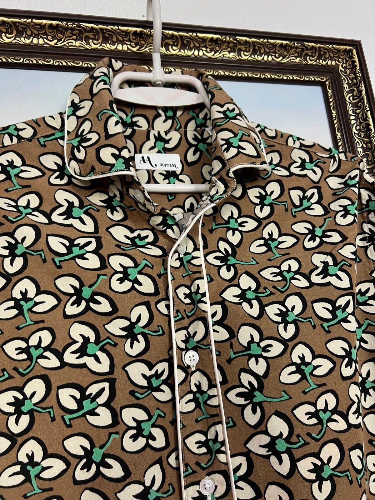Doppiaa DoppiAA Band Collar Cotton Shirt Floral Pattern 41 L Size US L / EU 52-54 / 3 - 3 Thumbnail