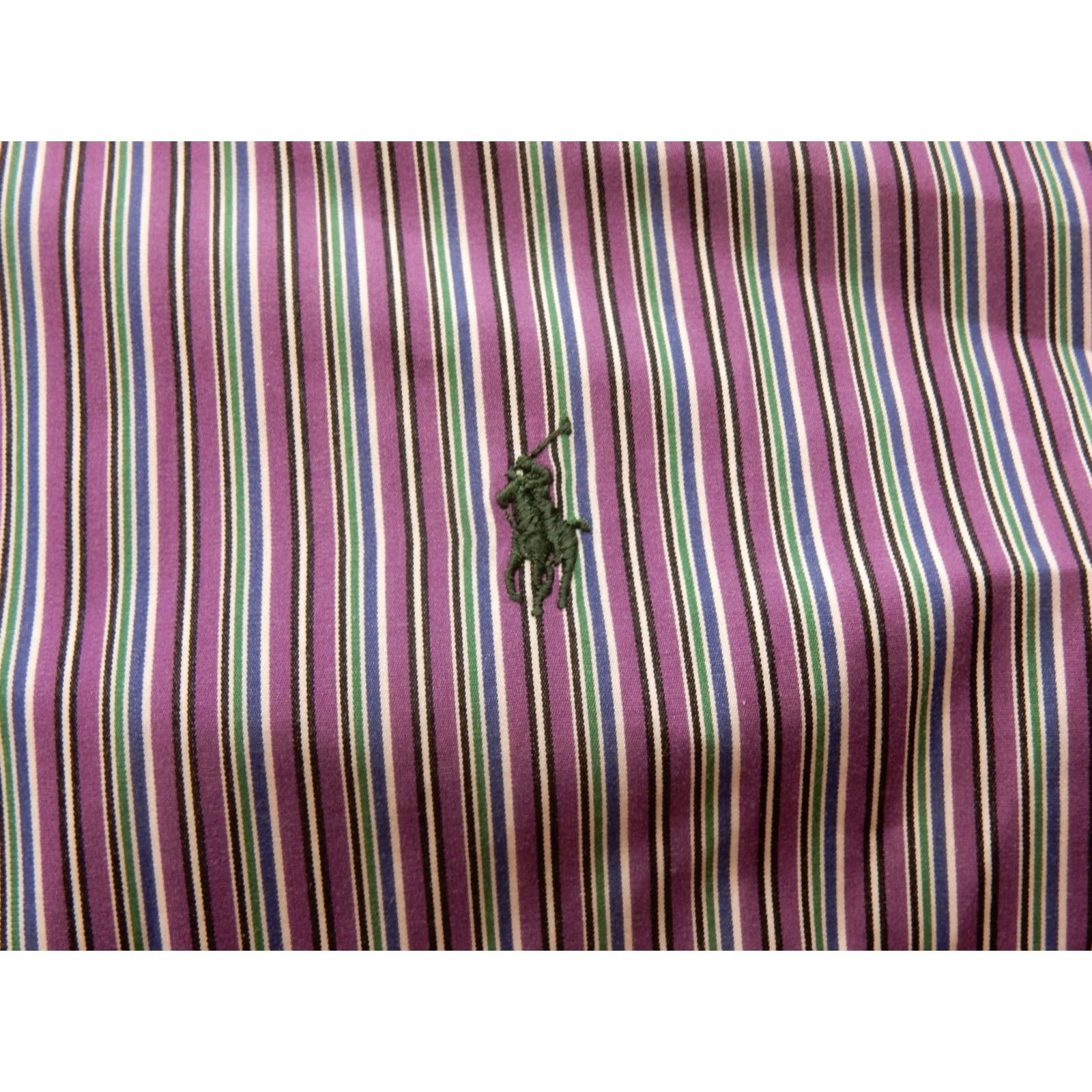 Polo Ralph Lauren Polo Ralph Lauren Shirt Button-Up Long Sleeve 2XL Striped Purple Mens Button-Front Slim Fit Size US XXL / EU 58 / 5 - 2 Thumbnail