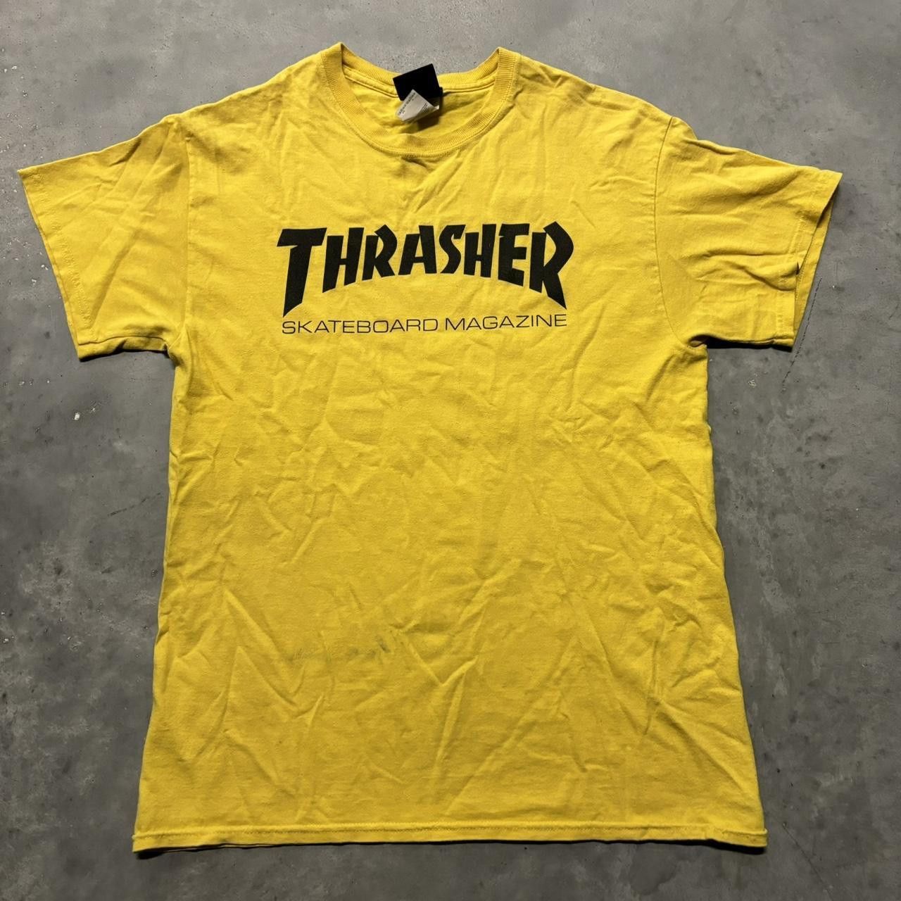 Thrasher × Vintage Crazy Vintage Y2K/2000s Grunge Yellow Thrasher Skater Emo Essential Graphic Tee! Size US M / EU 48-50 / 2 - 1 Thumbnail