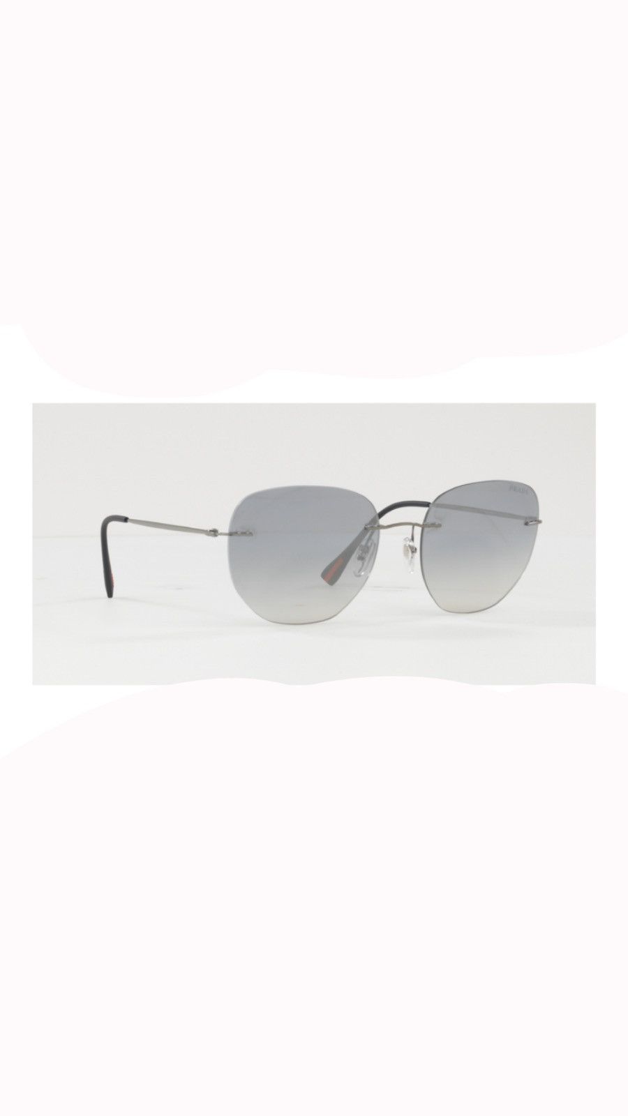 image of Prada Linea Rossa Sps 50T Rimless Gradient Sunglasses in Silver, Men's
