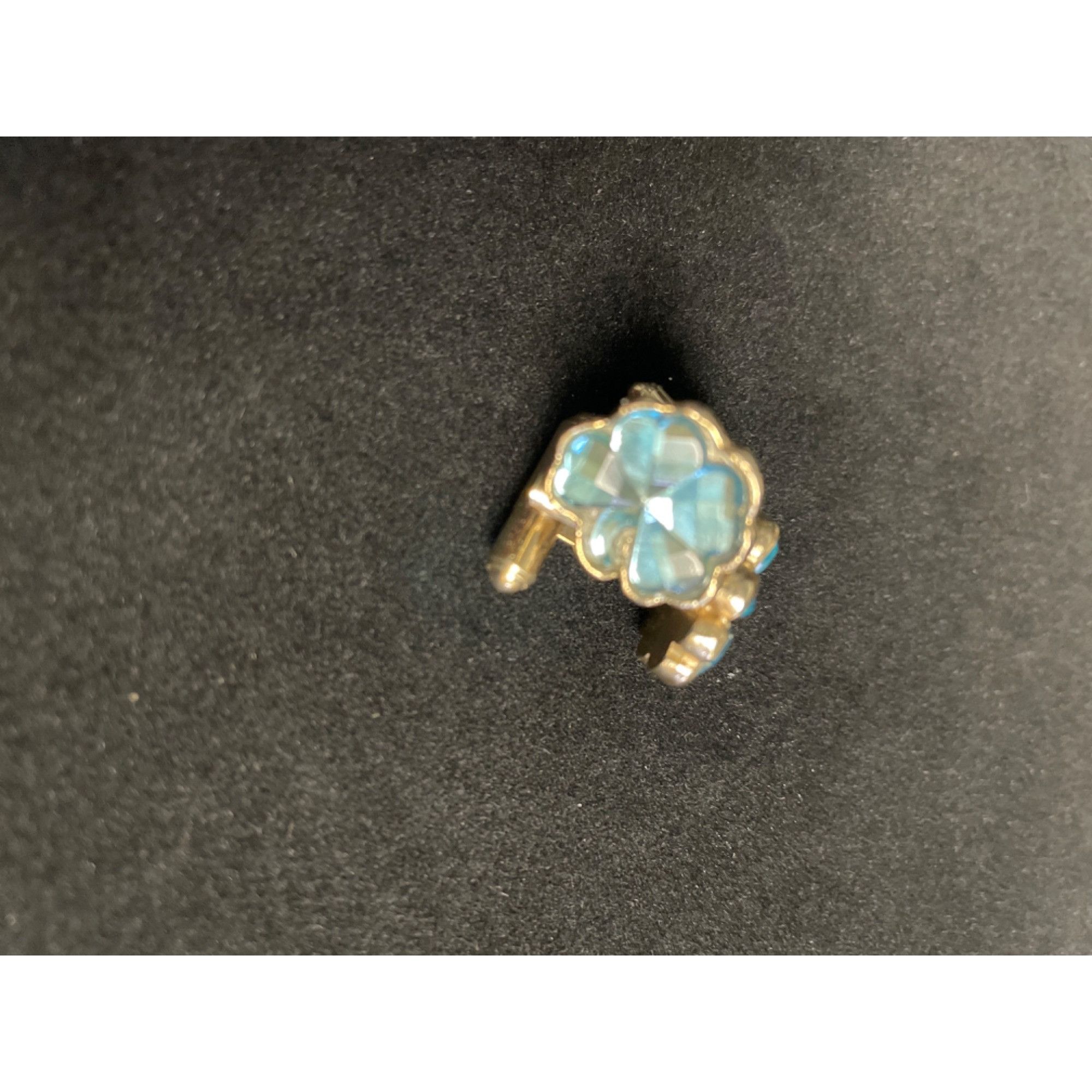 Other Vintage Men's Cufflinks Aqua Blue Stone 4 leaf clover with s Size ONE SIZE - 3 Thumbnail