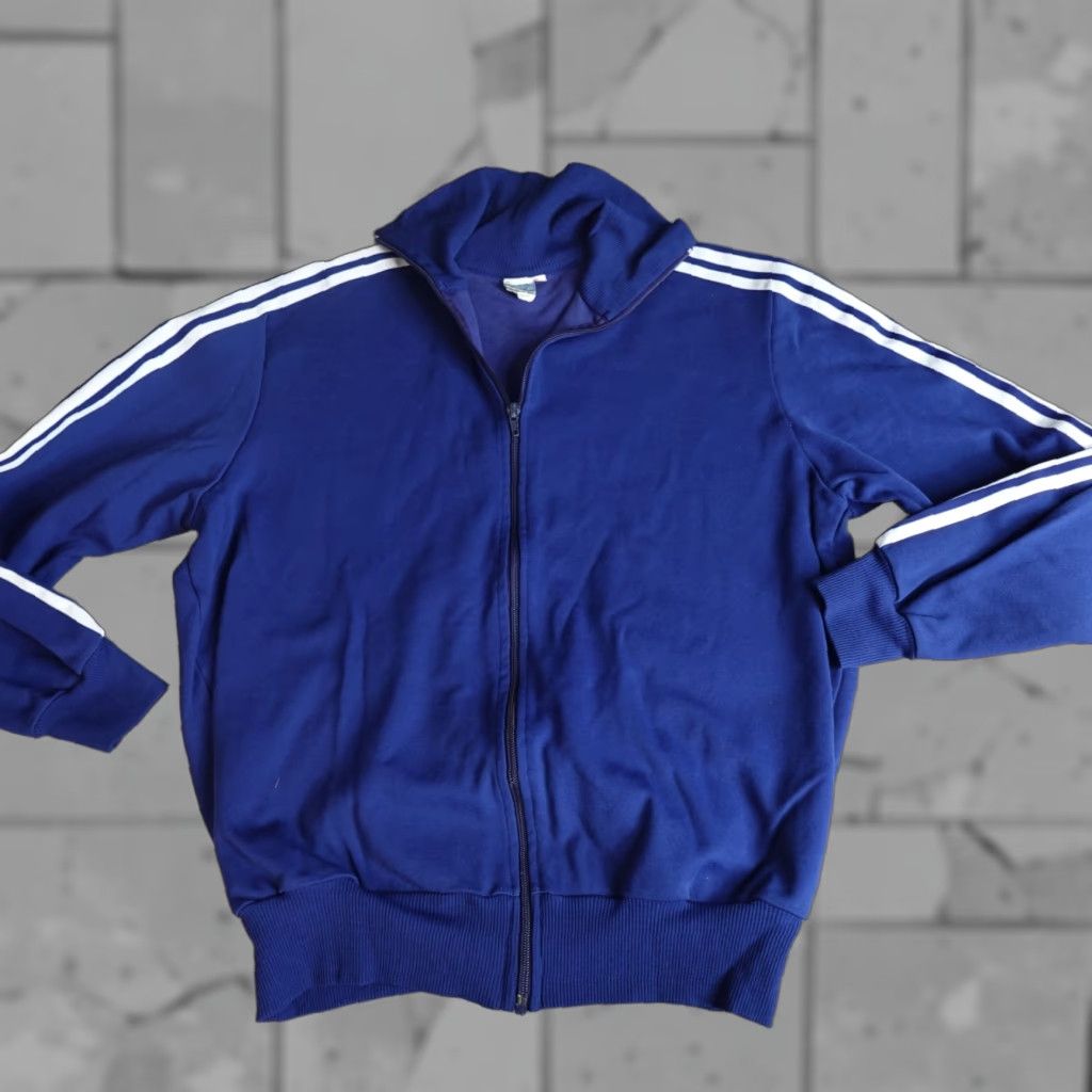 VINTAGE adidas Jacket Small Blue Full Zip 80s West Germany USA Track Jacket Men Regular S