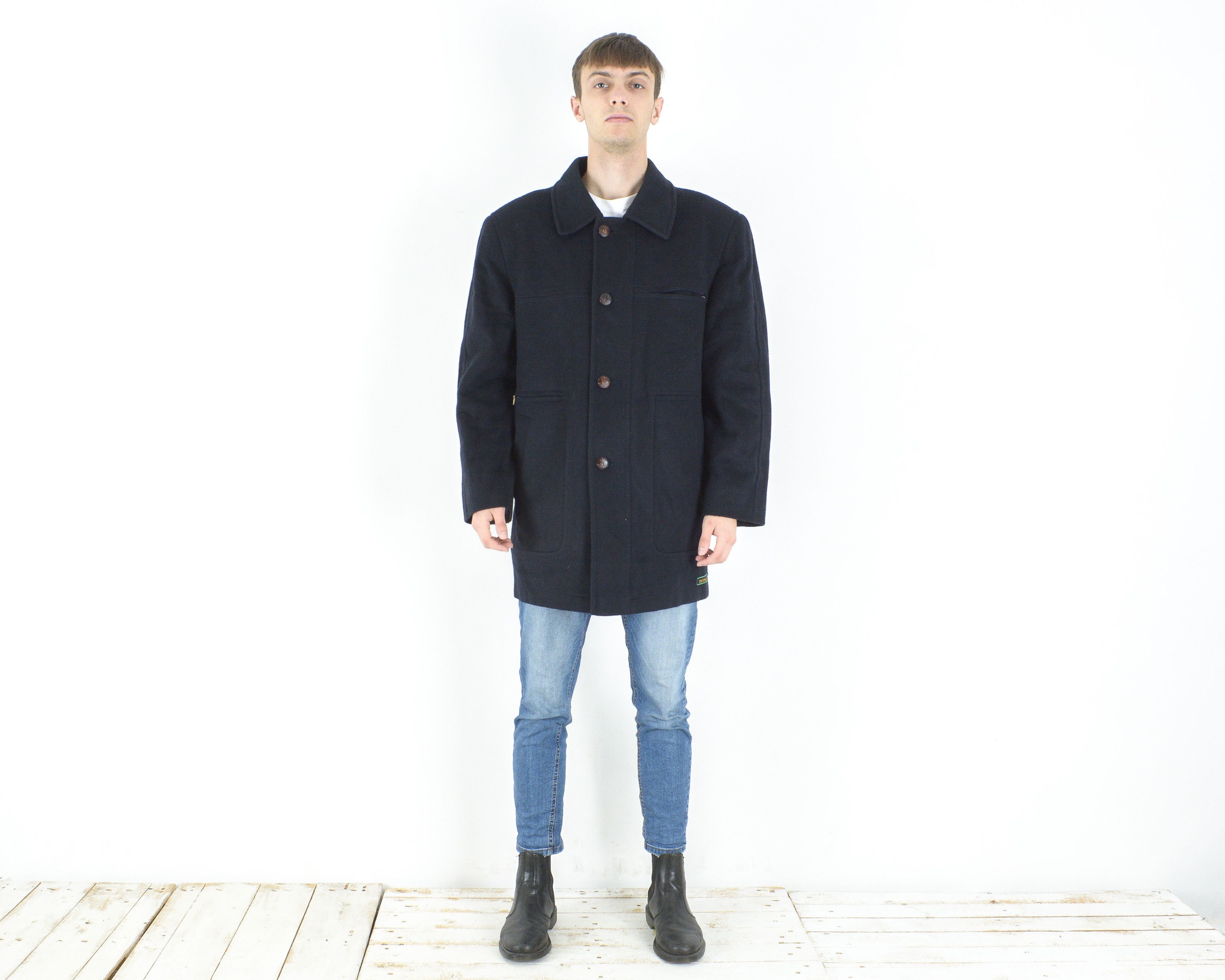 image of German x Vintage Steinbock Tyrol Himalaya Loden Vintage Us 40 Wool Over Coat in Dark Navy (Size Med