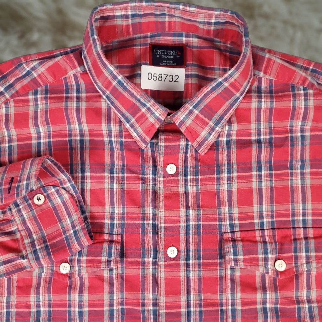 UNTUCKit VINTAGE UNTUCKit Shirt Mens Size XL Red Plaid Long Sleeve Casual Button Up Size US XL / EU 56 / 4 - 1 Thumbnail