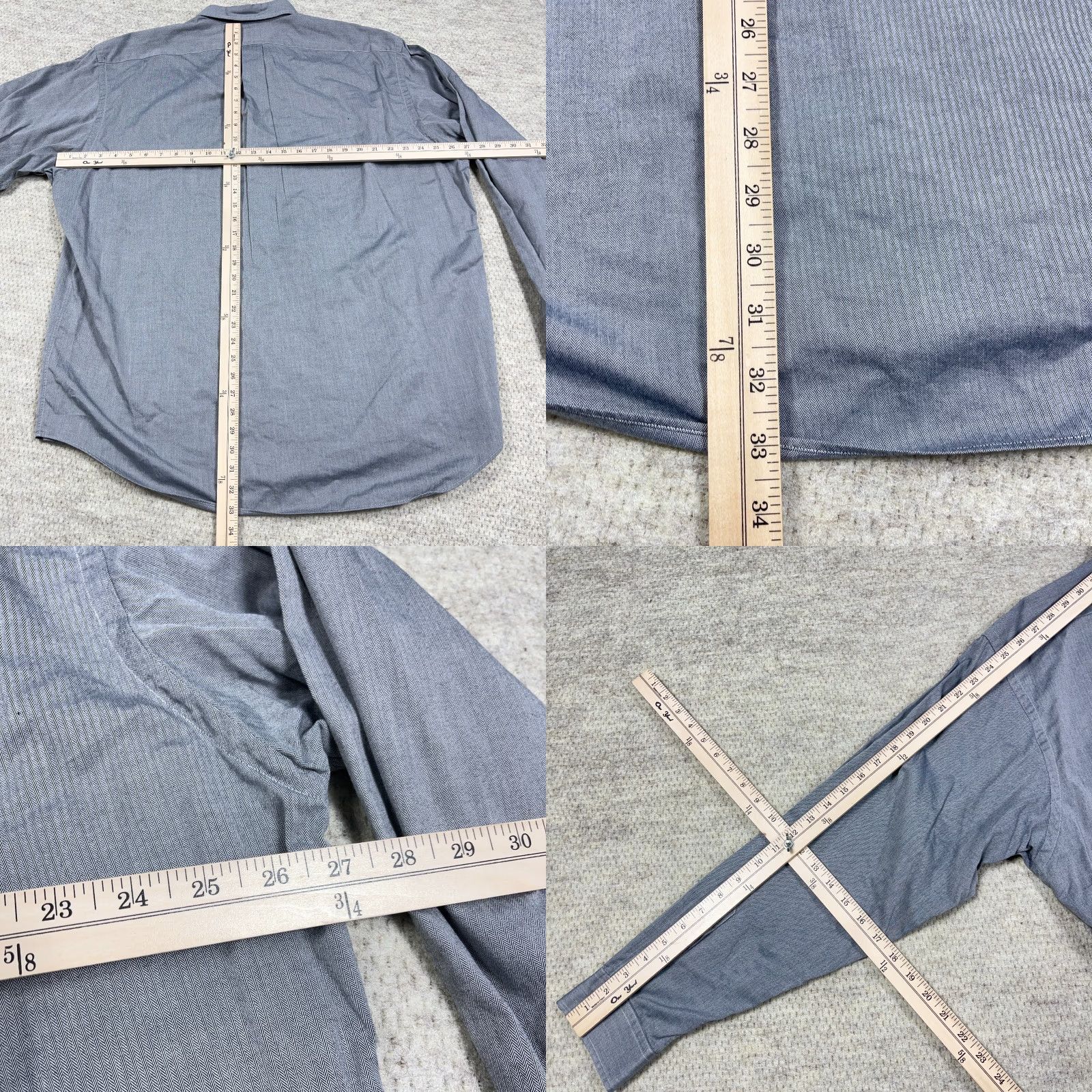 Ralph Lauren Ralph Lauren Shirt Men XL Button-Up Gray Cotton Blake Two Ply Pony Embroidered Logo Herringbone Long Sleeve Classic Fit Size US XL / EU 56 / 4 - 8 Thumbnail