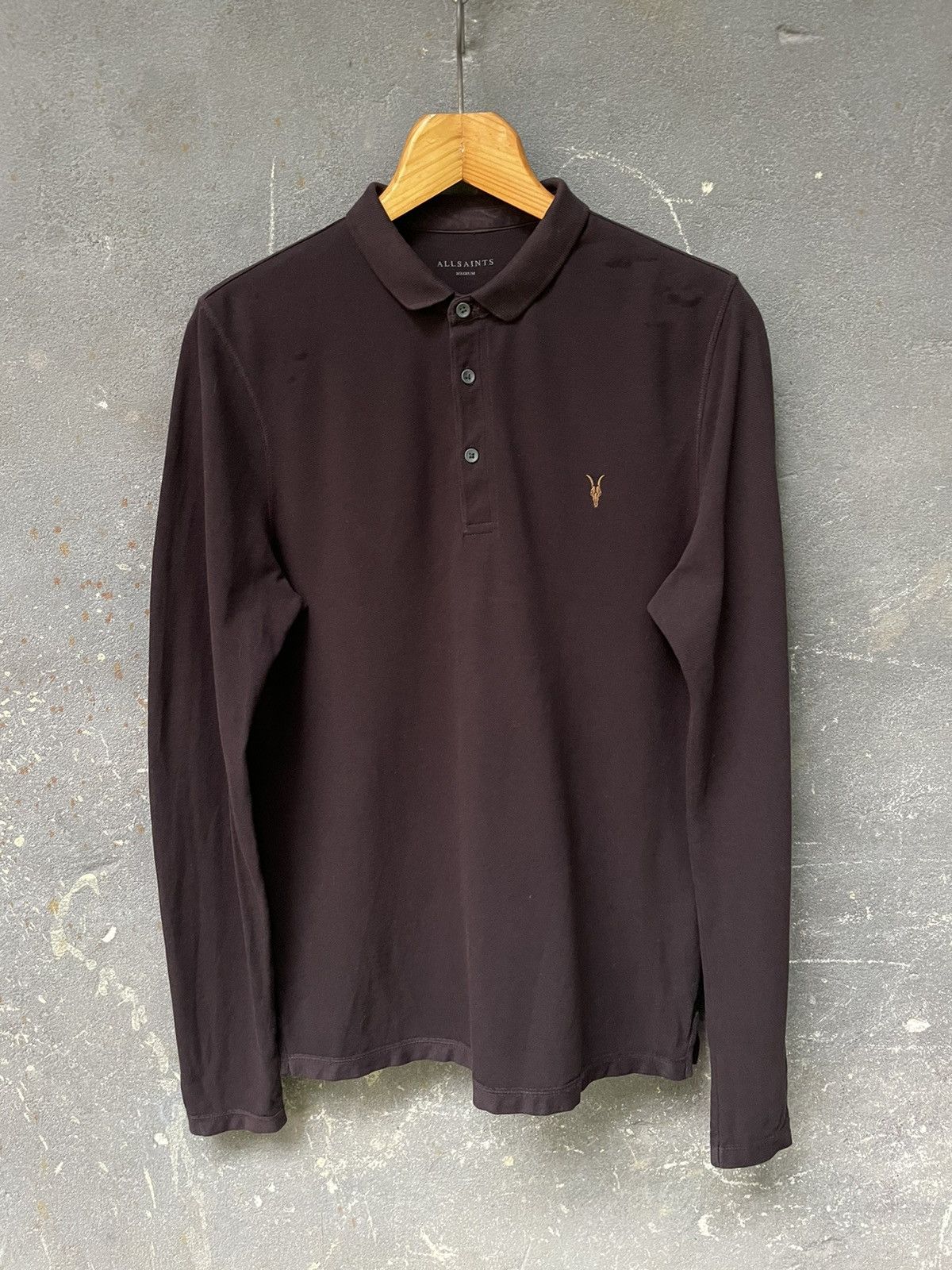 Allsaints Allsaints Brown Long Sleeve T-Shirt Gold Logo Luxury Size US M / EU 48-50 / 2 - 1 Thumbnail
