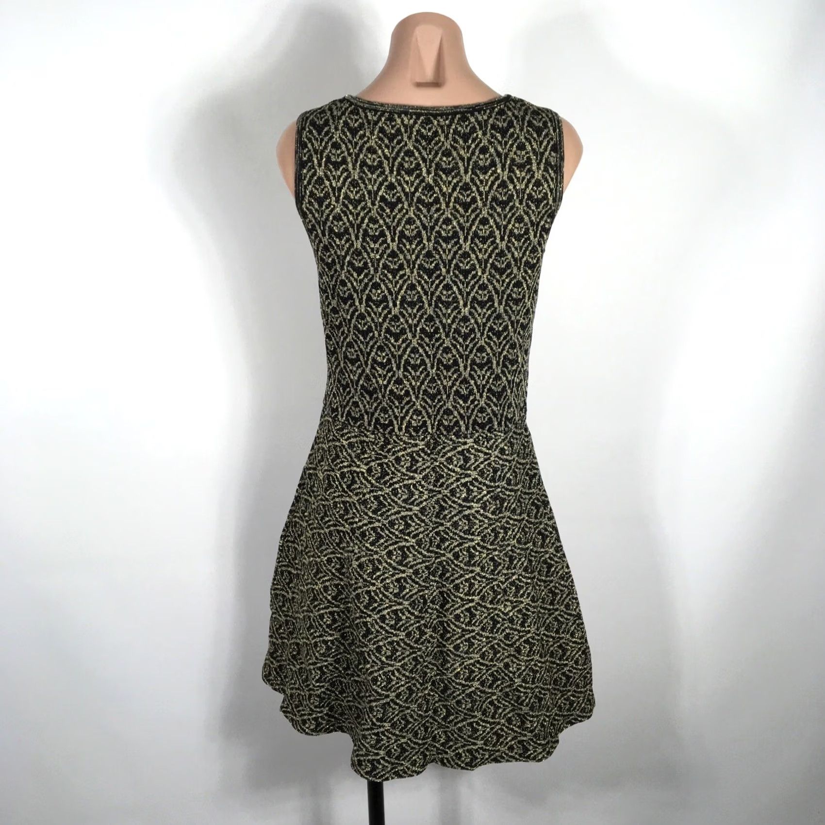 Vintage VINTAGE Ali Ro Damask Print Sleeveless A-Line Mini Dress L Gold Damask Print Size L / US 10 / IT 46 - 5 Thumbnail