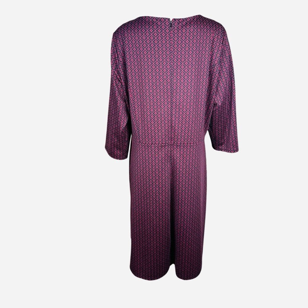 Talbots New Talbots Geometric Print 3/4 Sleeve Burgundy Dress Size Size XL / US 12-14 / IT 48-50 - 3 Thumbnail