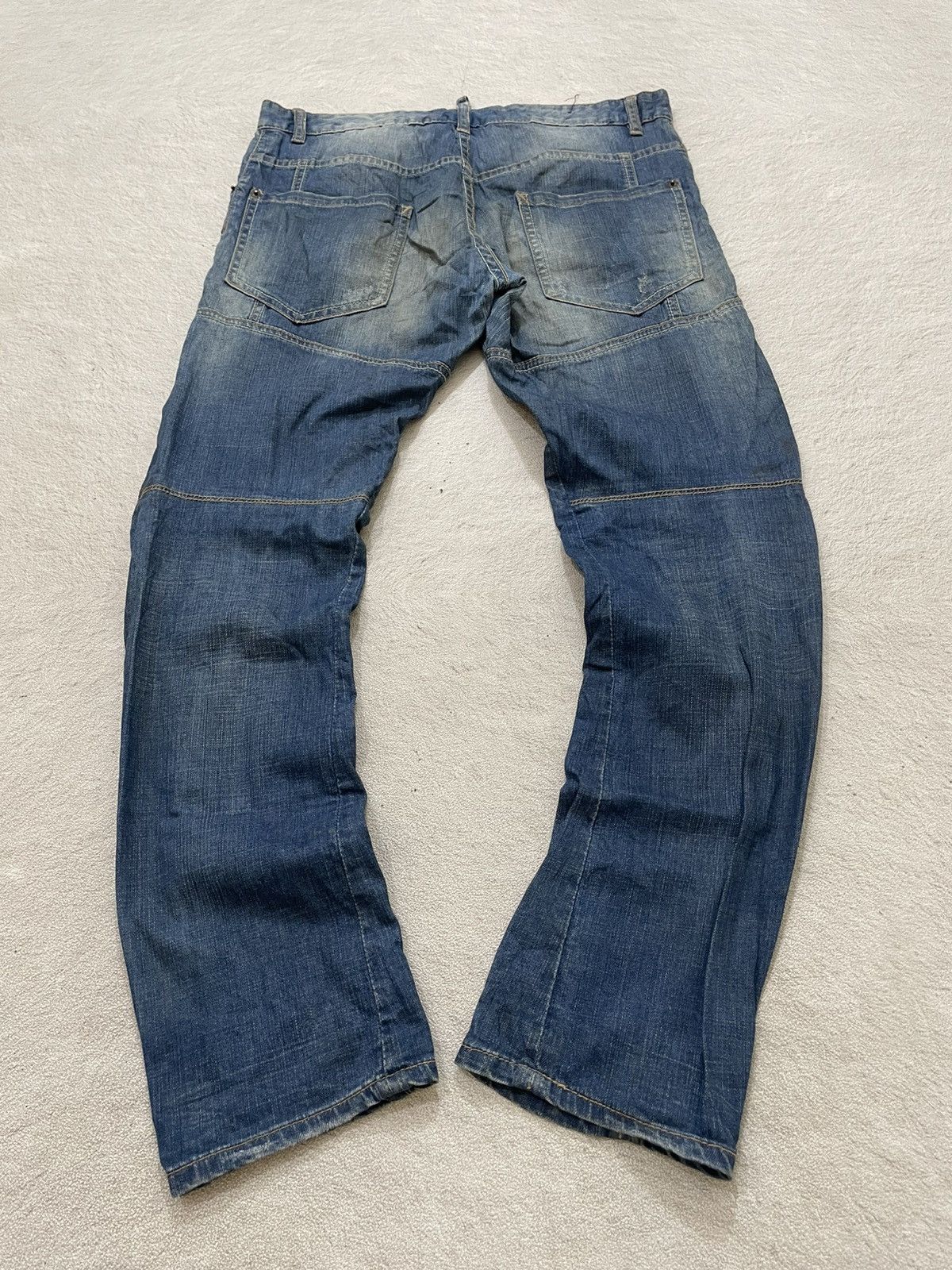Japanese Brand 2000s Dsquared Patchwork Denim Ripped Mudwash Jeans Y2K Size US 33 - 9 Thumbnail