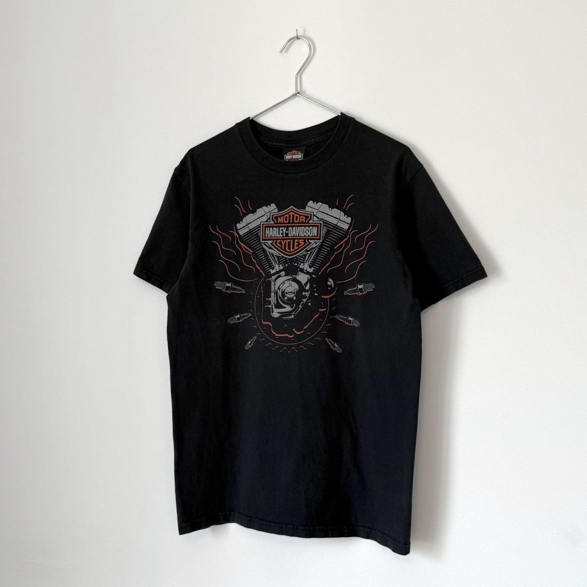 Harley Davidson Vtg 2000s Harley Davidson Flames Engine Faded Biker Tee ERD Size US M / EU 48-50 / 2 - 1 Thumbnail