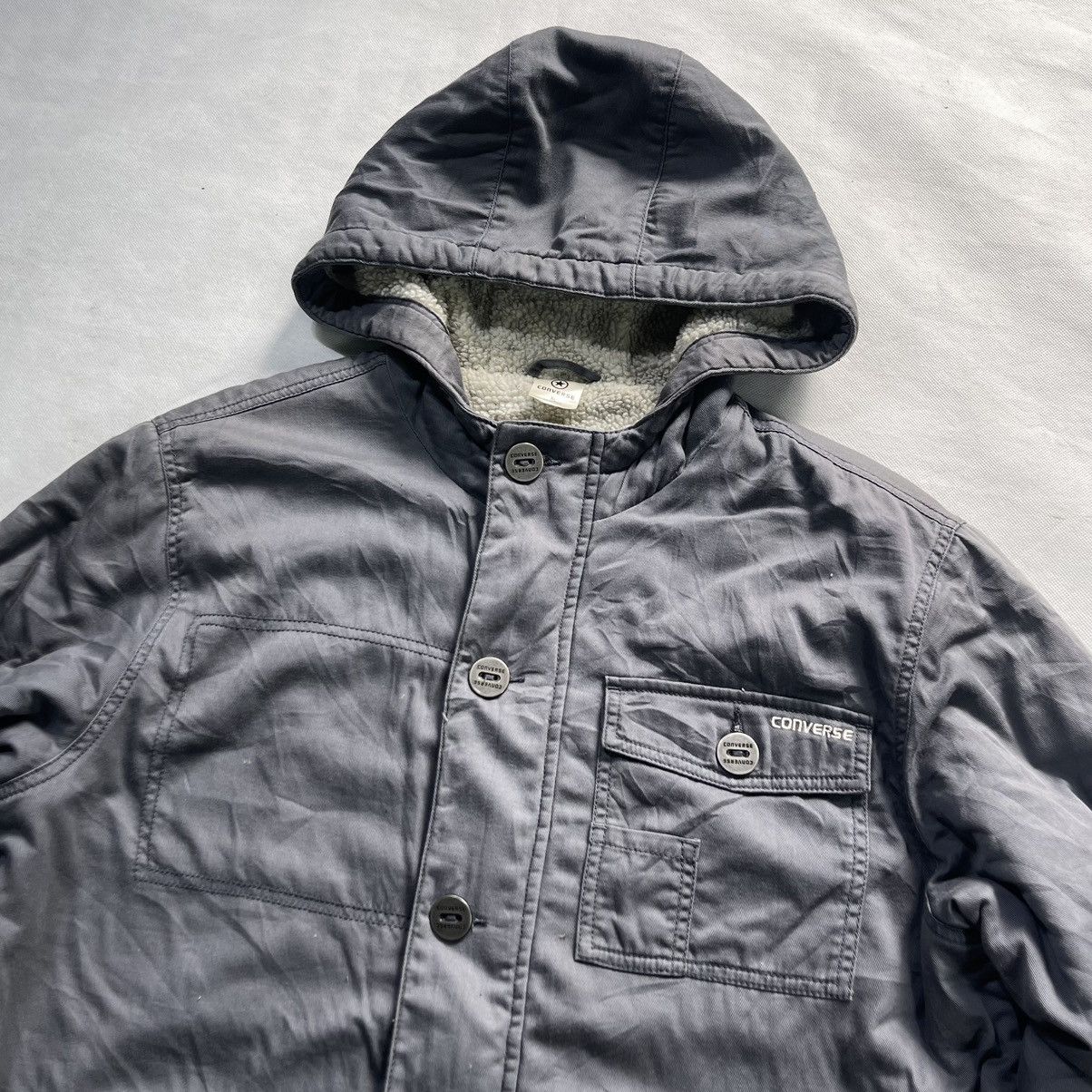 Converse × Vintage Vintage Converse Sherpa Chore Hoodie Jacket Size US XL / EU 56 / 4 - 5 Thumbnail