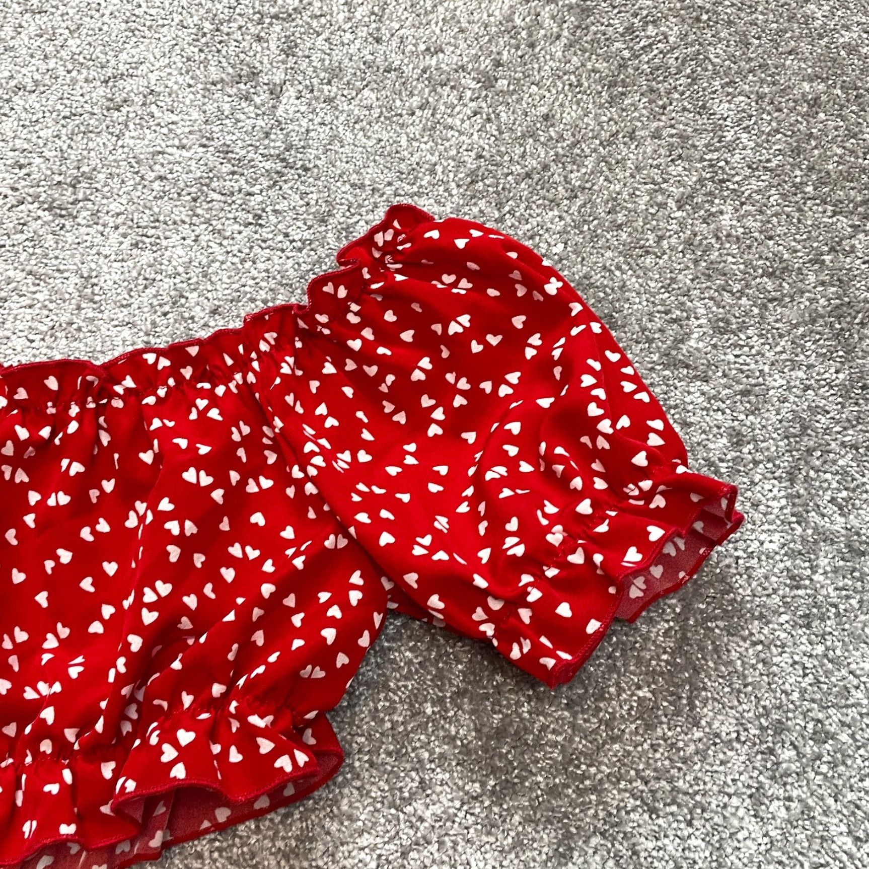 Shein SheIn Blouse Shirt Cropped Peasant Knit Polyester Red Polka Dot Short Sleeve Boat Neck XL Women’s Vintage No Size XL / US 12-14 / IT 48-50 - 2 Thumbnail