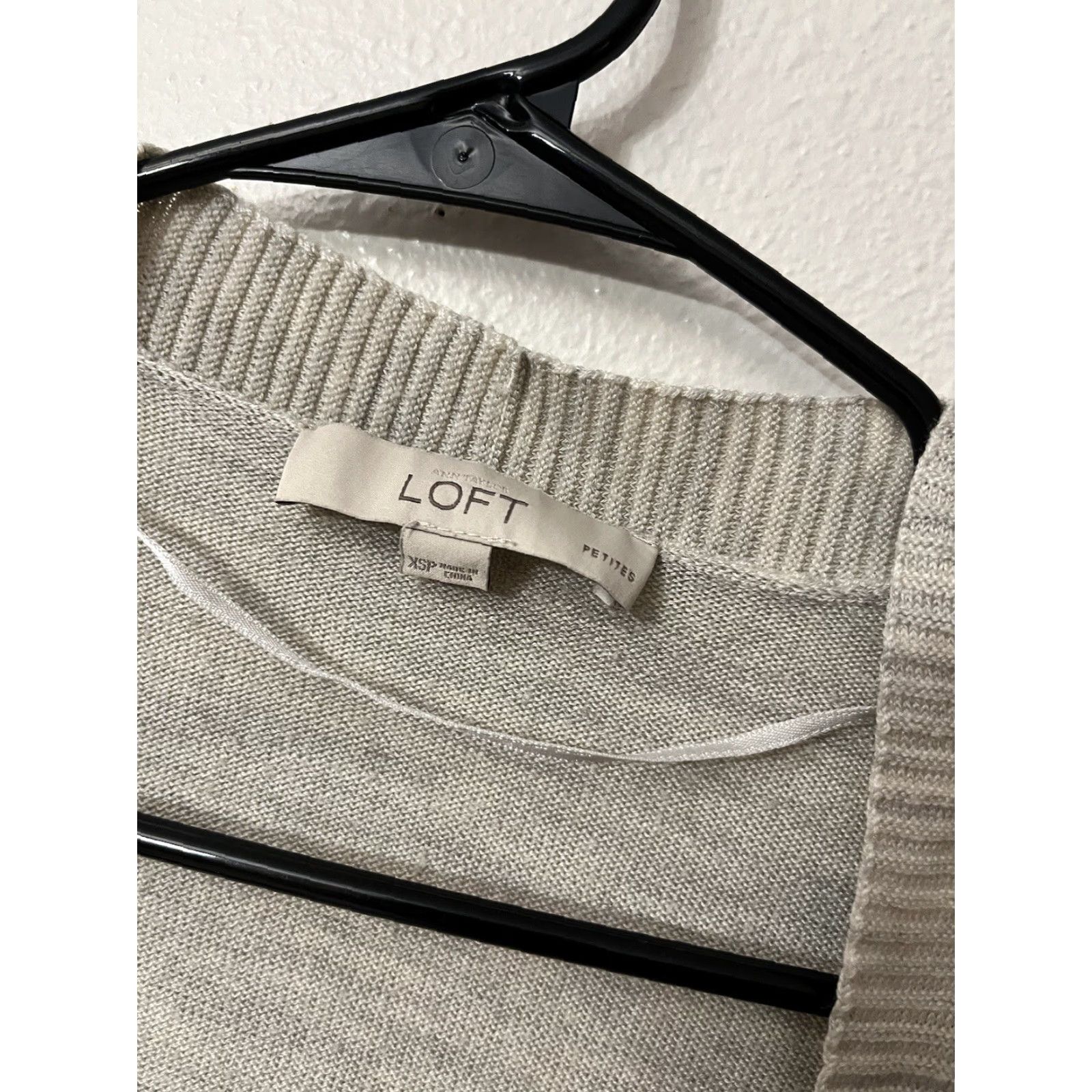 Ann Taylor VINTAGE Ann Taylor LOFT Cardigan Sweater Gray Open Front Long Sleeve PXS Petite Womens Wool/Cotton Blend, Open Front, Gray Size XS / US 0-2 / IT 36-38 - 4 Thumbnail
