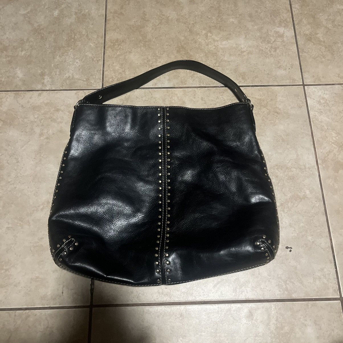 Michael Kors Michael Kors Black Leather Studded Hobo Bag Size ONE SIZE - 3 Thumbnail