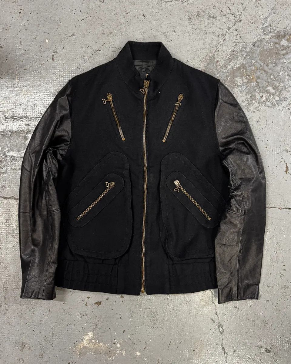 Just Cavalli 2000s Cavalli Black Wool & Leather Multi Zips Jacket Size US M / EU 48-50 / 2 - 1 Thumbnail