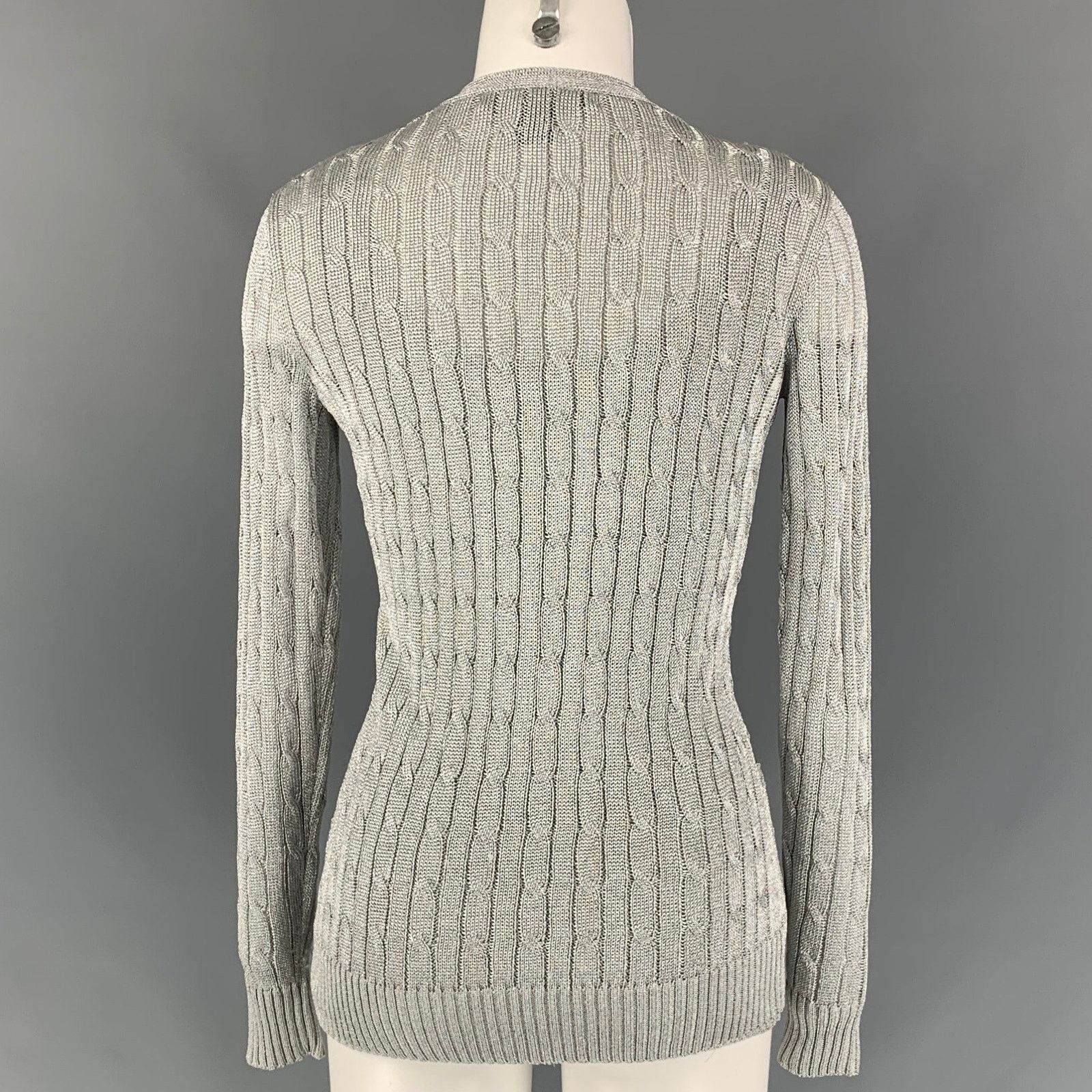 Ralph Lauren RALPH LAUREN Black Label S Silver Cable Knit Cardigan Set Size S / US 4 / IT 40 - 4 Thumbnail