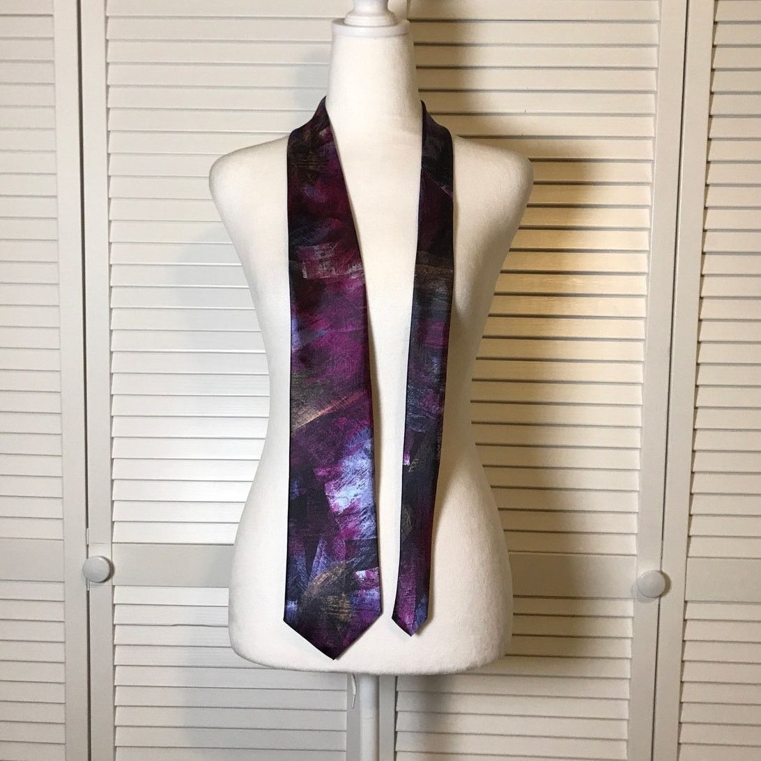 Other Ketch Classics Purple Abstract Short Wide Men Necktie Size ONE SIZE - 2 Thumbnail
