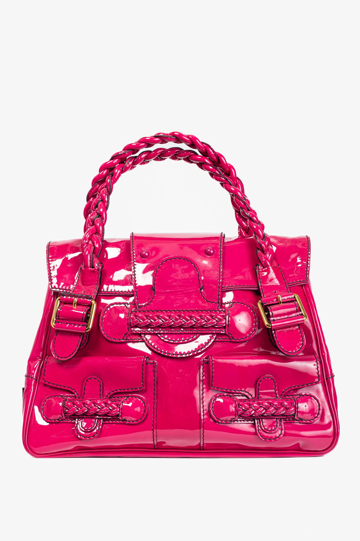 Valentino Valentino Garavani Histoire Lacca Leather Braided Handle Bag Size ONE SIZE - 1 Thumbnail