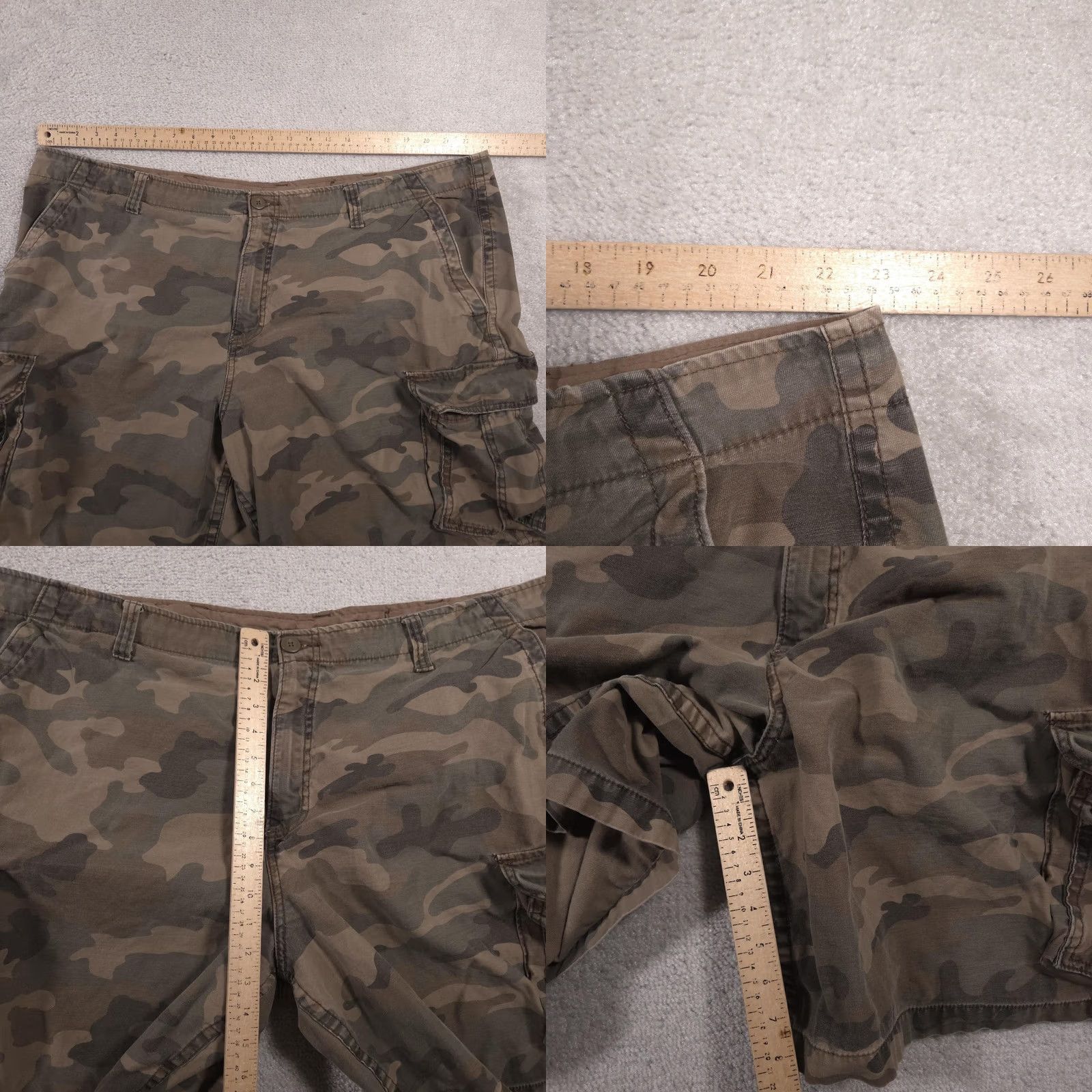 Faded Glory Faded Glory Shorts Mens 46 Cargo Cotton Camouflage Pockets Zip Fly Relaxed Fit Casual Urban Army Green 90s Mens Size US 30 / EU 46 - 8 Thumbnail