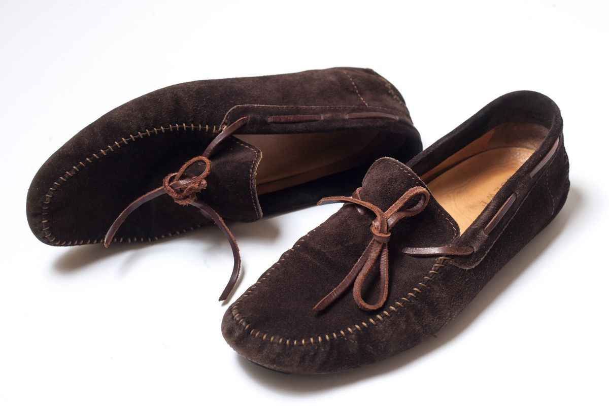 image of Loewe Mens Brown Suede Moccasins Size 43 Shoes