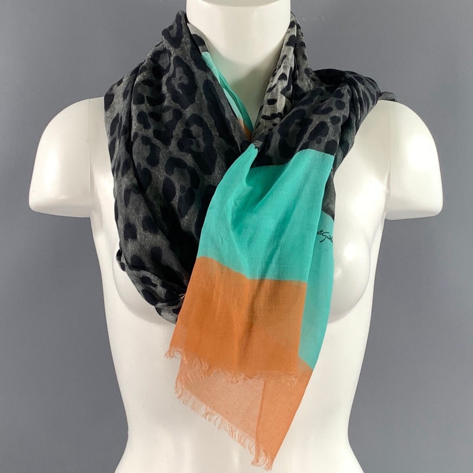 Dolce & Gabbana DOLCE & GABBANA Grey Multi-Color Animal Print Scarves Size ONE SIZE - 1 Thumbnail