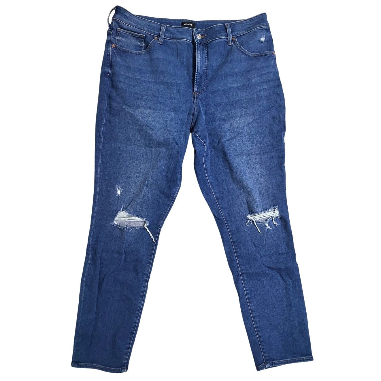 Express Express Medium Wash Curvy Skinny High Rise Jeans - 16L Size 38" / US 16 / IT 52 - 1 Thumbnail