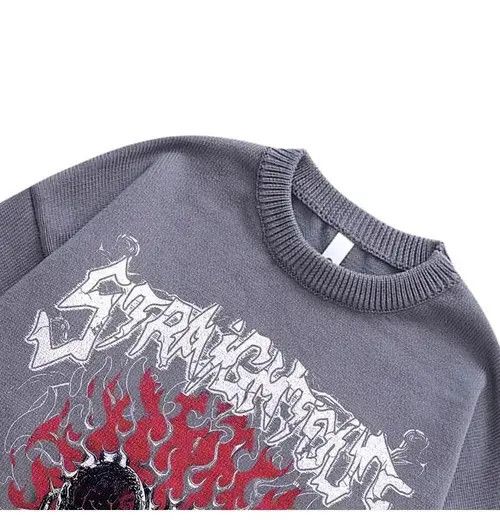 Aran Isles Knitwear × Japanese Brand Oversized Knit Flame Thorn Heart Goth Sweaters Size US L / EU 52-54 / 3 - 4 Thumbnail