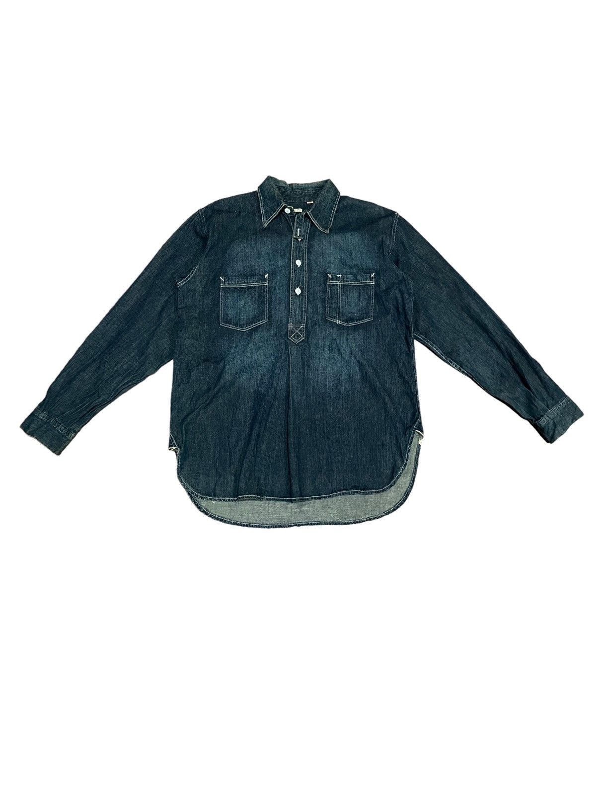 Japanese Brand Sugarcane Denim Shirt Military Army Style Japon Fabrique Size US L / EU 52-54 / 3 - 7 Thumbnail