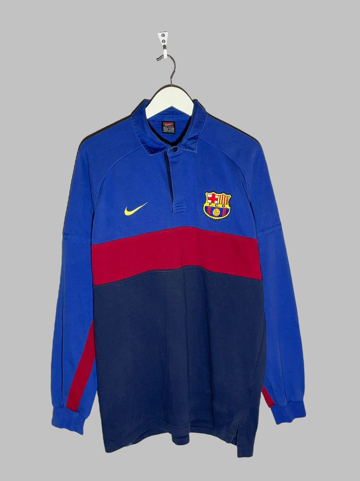 Nike × Vintage FC Barcelona Vintage Nike Swoosh 90’s Y2K Hype Long Sleeve Size US XL / EU 56 / 4 - 1 Thumbnail
