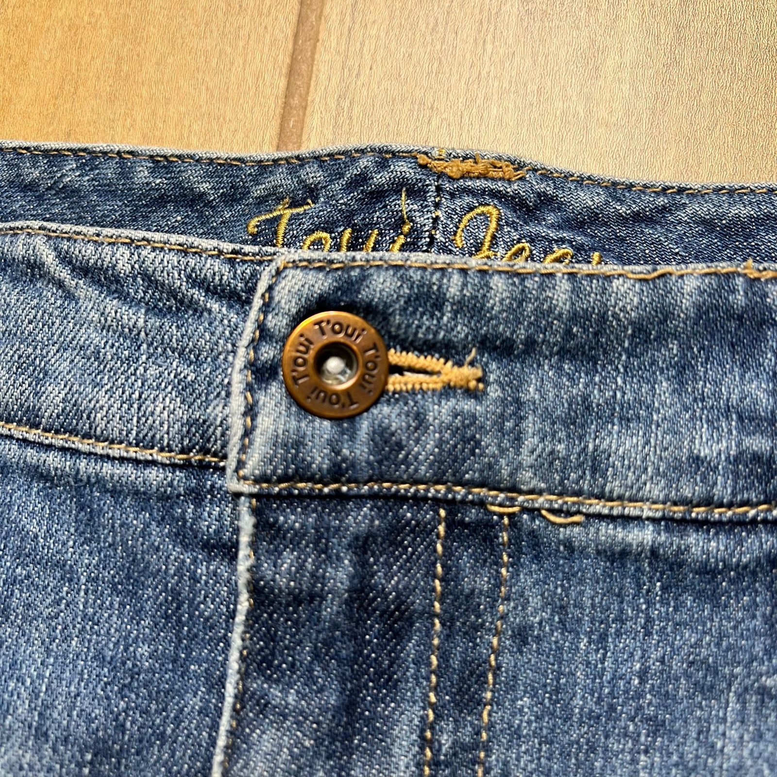 Vintage Y2K Blue Washed Distressed Mini Denim Skirt Ladies Sz 11 Size 32" / US 10 / IT 46 - 2 Thumbnail