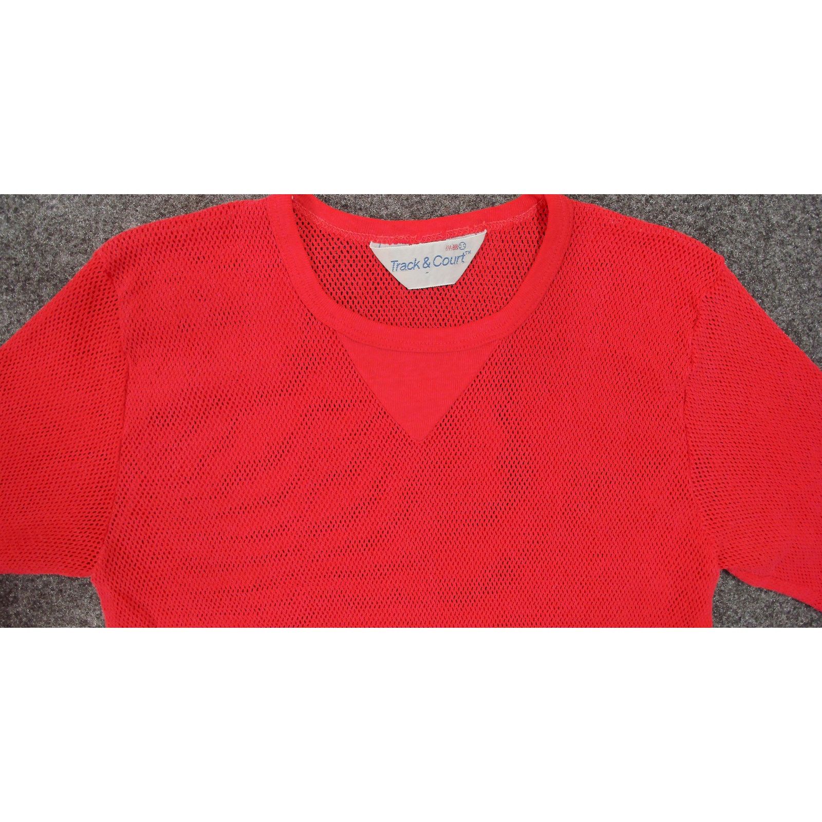 Vintage Track & Court VTG 80s Single Stitch Red Mesh Crop Top Small Size S / US 4 / IT 40 - 6 Thumbnail