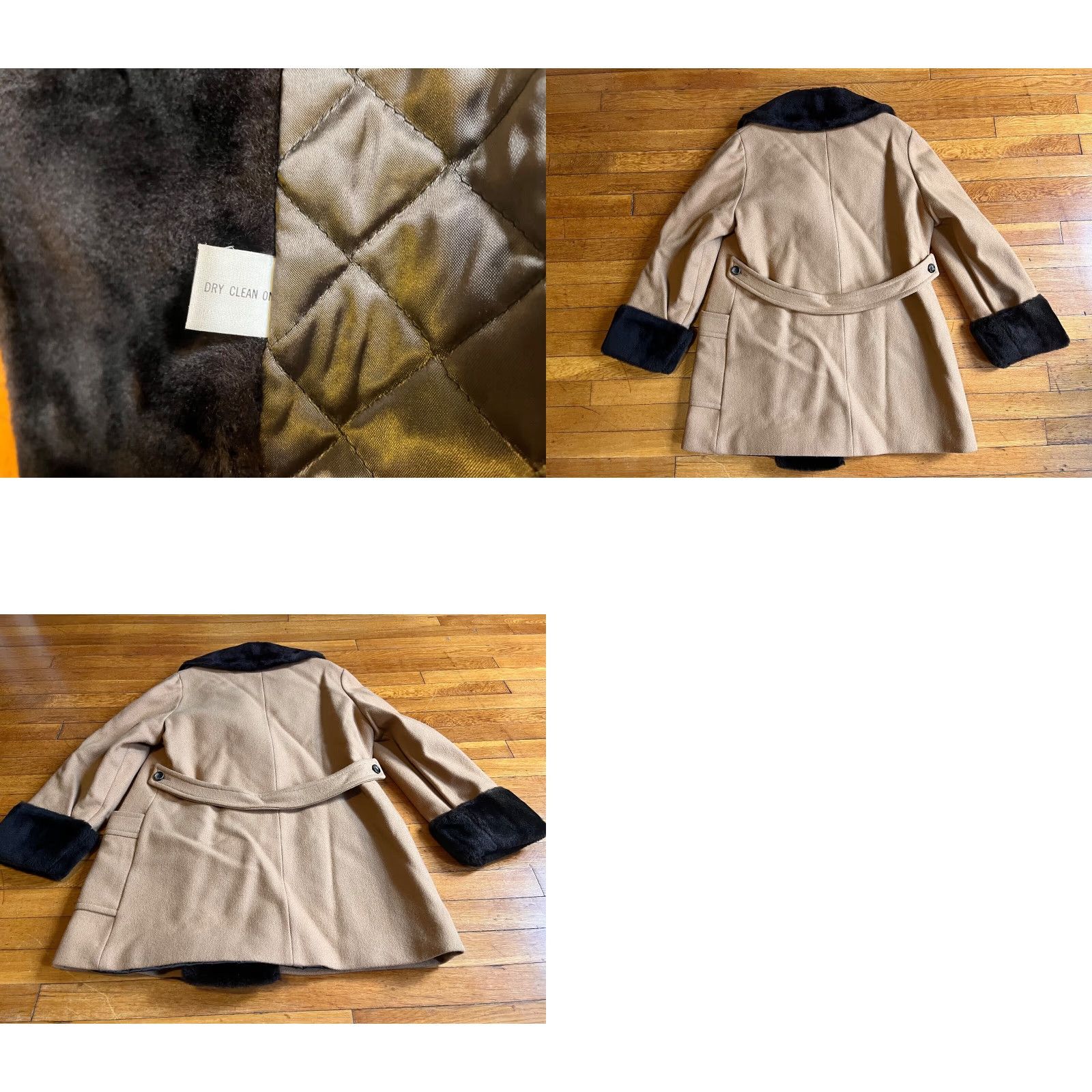 Vintage VINTAGE Boutique Coat Women’s M Beige Faux Fur Collar 60s Overcoat Size M / US 6-8 / IT 42-44 - 9 Thumbnail