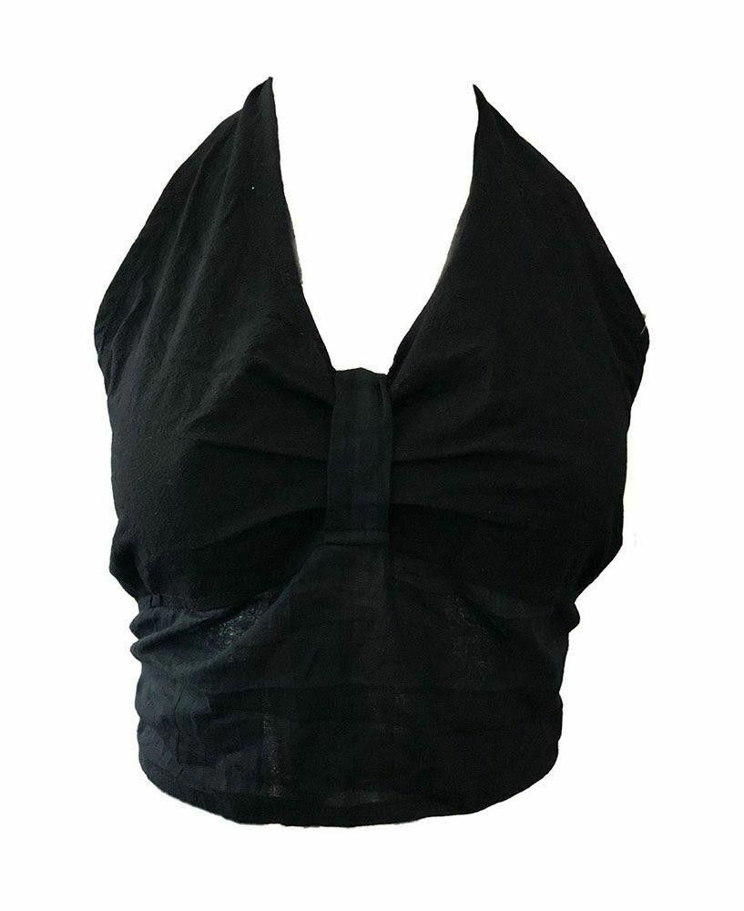Designer New Black Hand Made Yute Bluse S/M Size S / US 4 / IT 40 - 1 Thumbnail