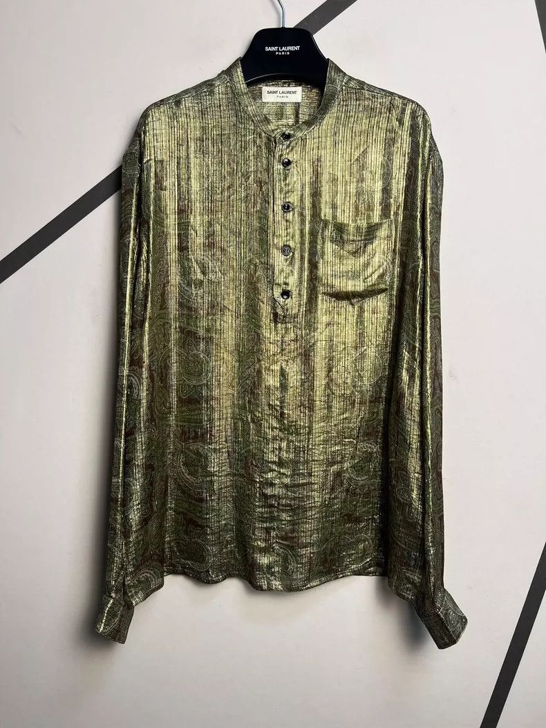 Saint Laurent Paris Saint Laurent Henley Silk Shirt with Patterns- DMC Size US M / EU 48-50 / 2 - 1 Thumbnail