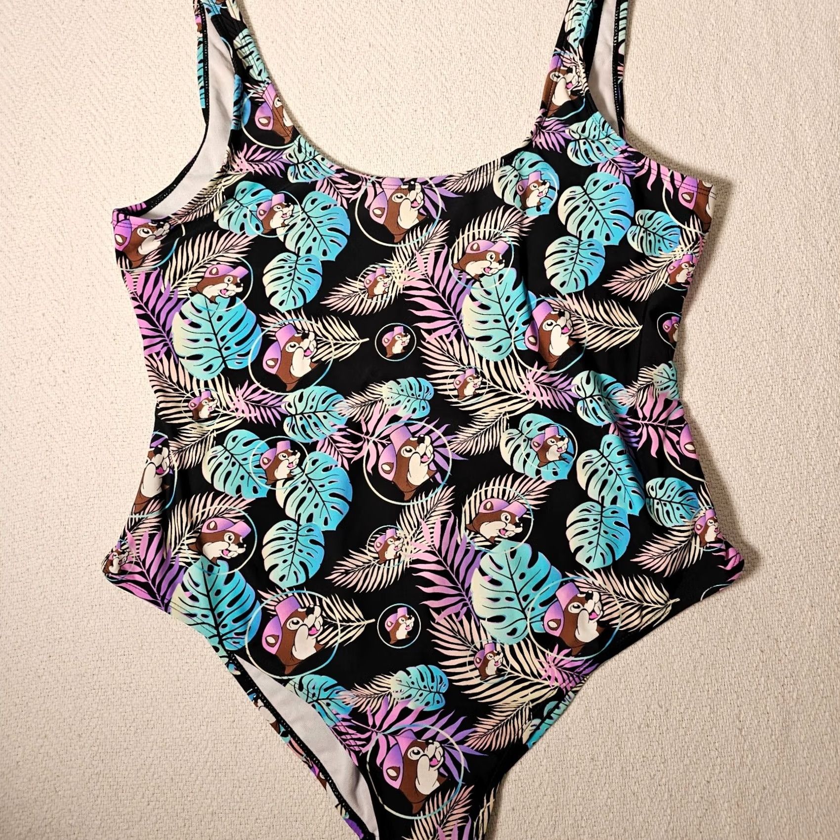 Vintage Buc-ee's One Piece Palm Leaf Black 2X Women’s Swimsuit Nylon Spandex Padded Lightweight Breathable Vintage: No (adjusted under constraints) Size ONE SIZE - 2 Thumbnail