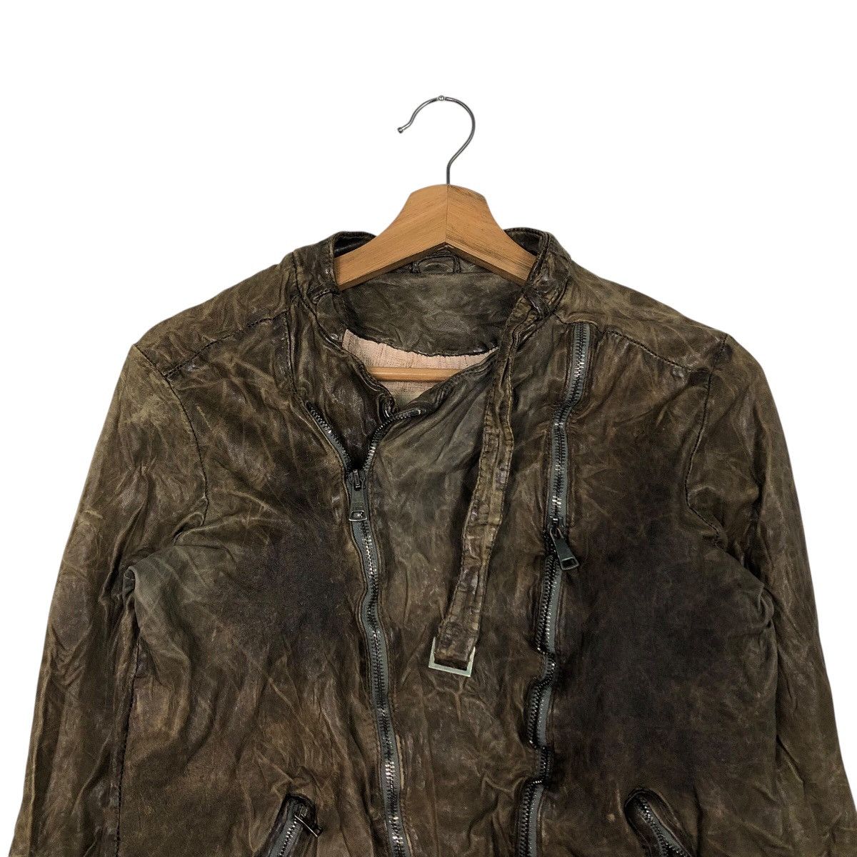 Giorgio Brato Biker Leather Jacket Asymmetrical Zipper Girgio Brato Italy Size L / US 10 / IT 46 - 4 Thumbnail