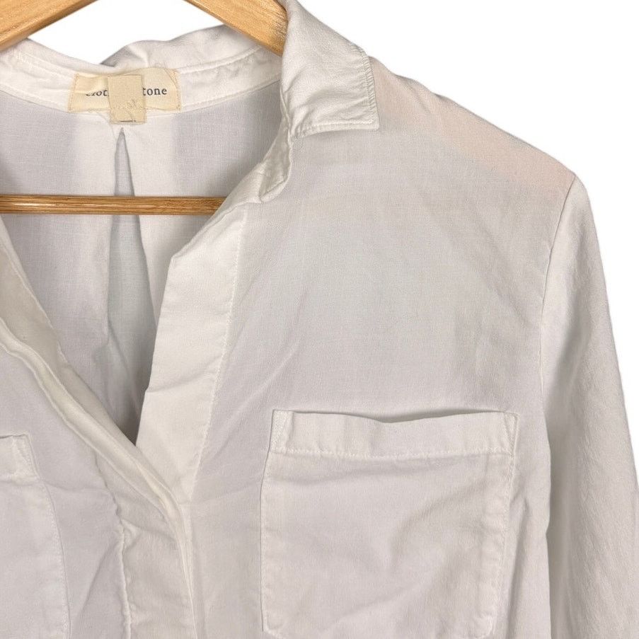 Breath & Stone Cloth & Stone White Button Up L/S Top Blouse Shirt Small Size S / US 4 / IT 40 - 6 Thumbnail