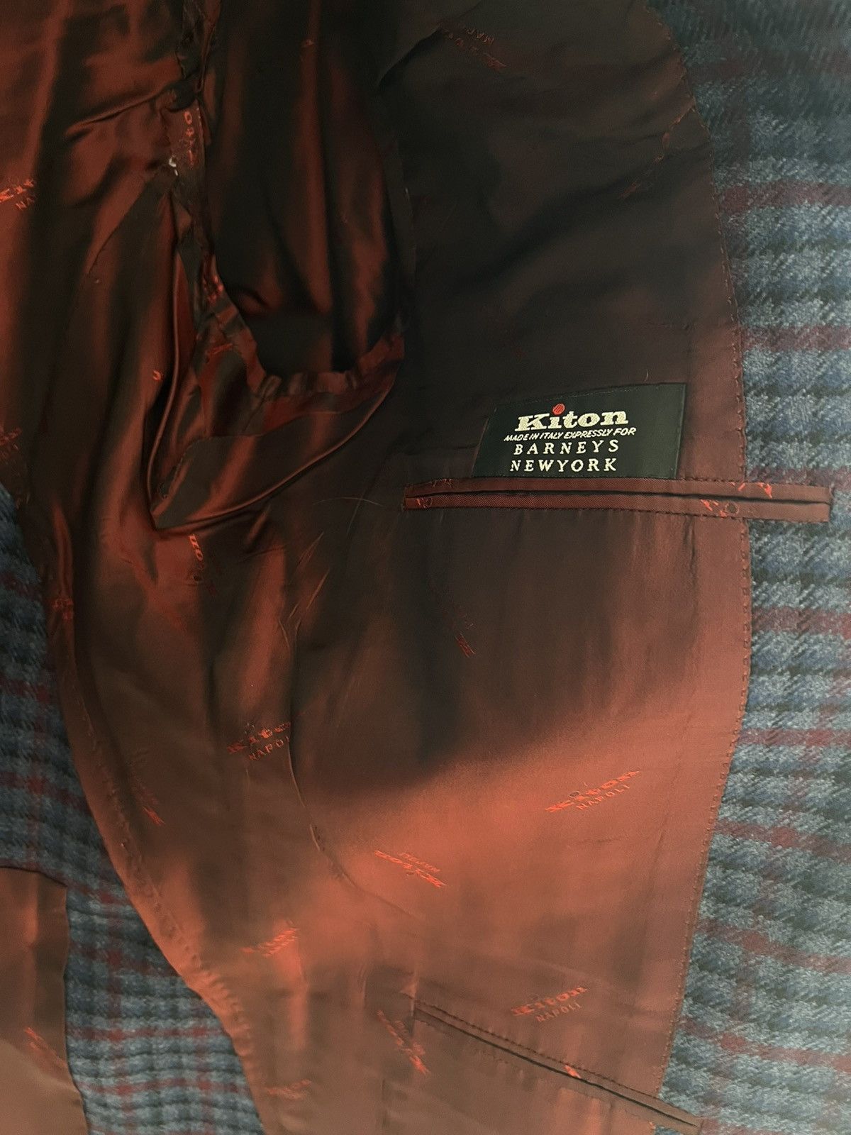 Barneys New York × Kiton Kiton Blue & Red Check Cashmere Blazer Size 44R US / 54R IT Size 44R - 7 Thumbnail