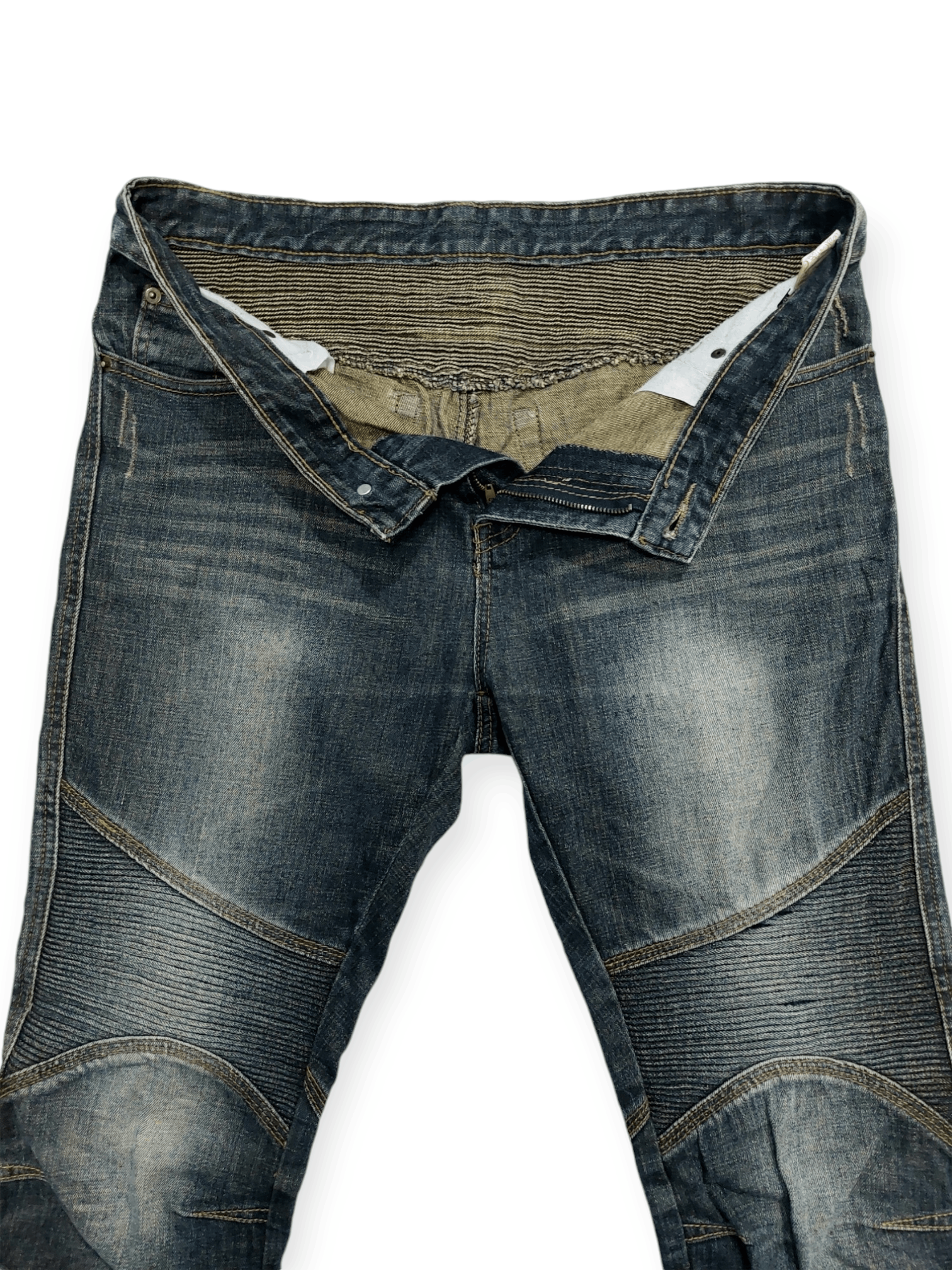 Vintage 🔥 Longli Zipped Flare Punk Biker Denim Size US 33 - 7 Thumbnail