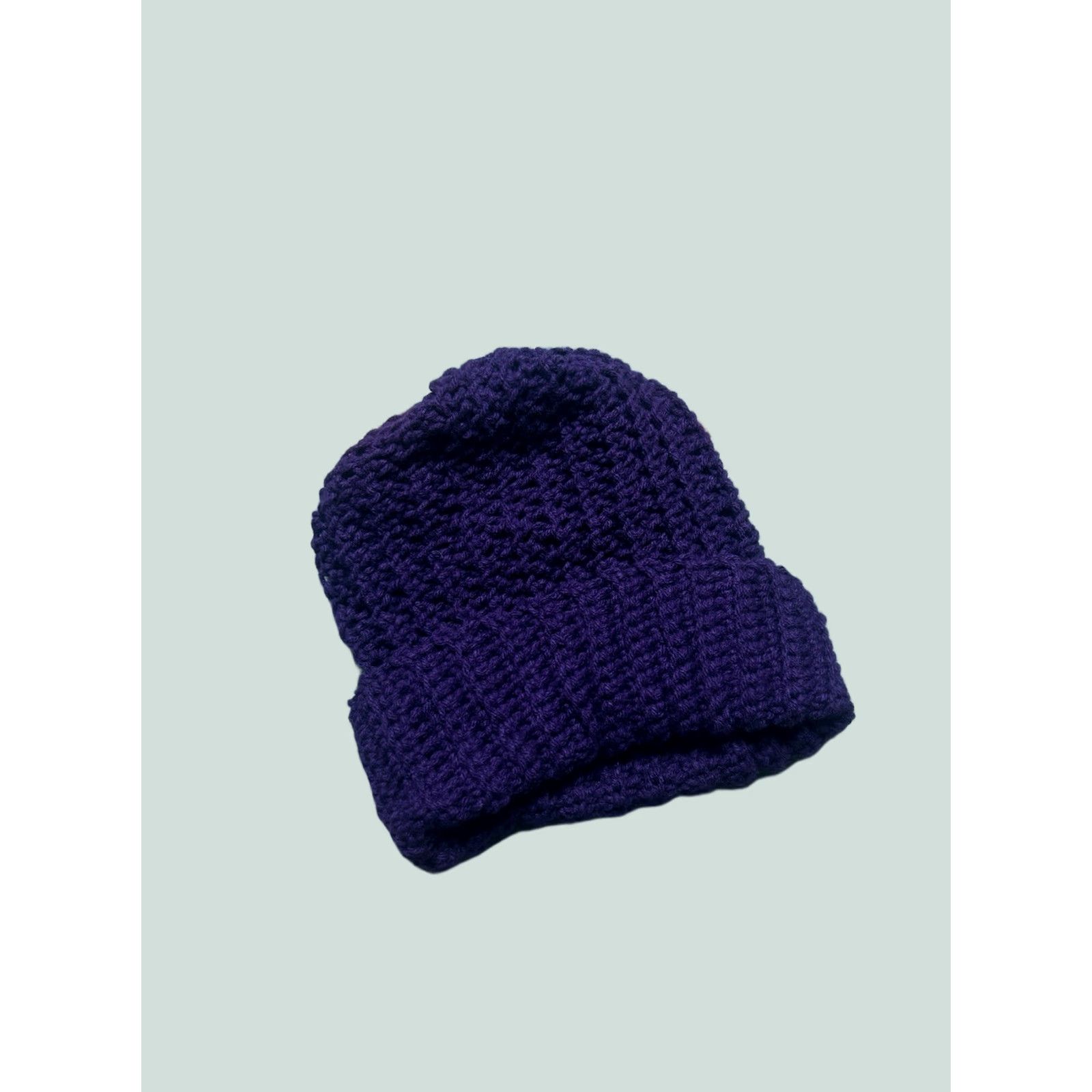 Vintage VINTAGE HaT Beanie Women One Size Purple Crochet Knit Winter Hat OsFA Size ONE SIZE - 1 Thumbnail