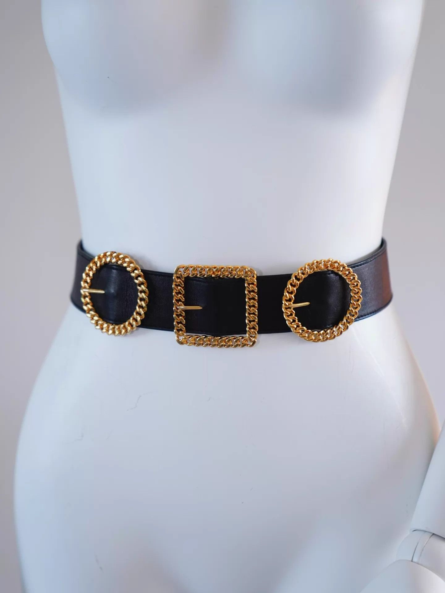 Chanel Chanel 1988 Runway Black & Gold Multi - Buckle Belt Size ONE SIZE - 9 Thumbnail
