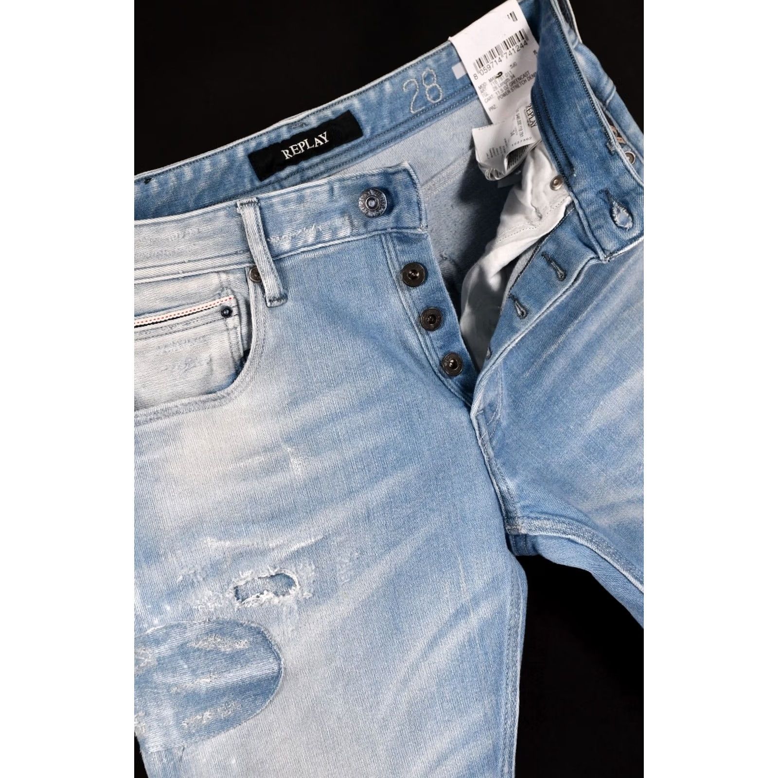 Replay Replay Ronas Greencast Power Stretch Denim Distressed Men's Jeans W28 L34 Slim Skinny Size US 28 / EU 44 - 4 Thumbnail