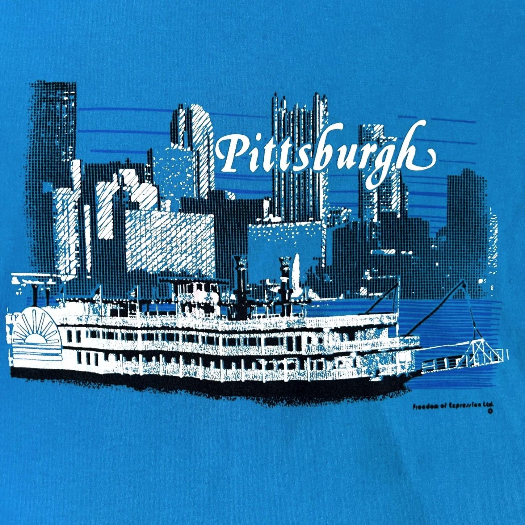 Hanes VINTAGE Hanes Pittsburgh Shirt Mens Medium Blue Riverboat Skyline Tee T-Shirt Size US M / EU 48-50 / 2 - 2 Thumbnail