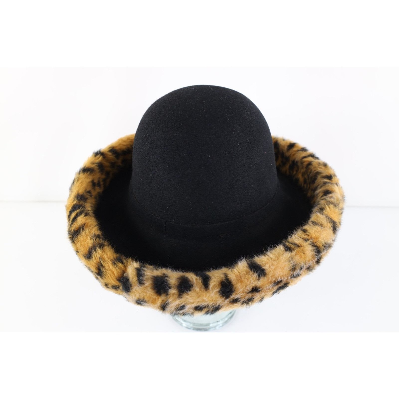 Vintage Vintage 90s Felt Wool Leopard Trim Wedding Church Cloche Hat Size ONE SIZE - 3 Thumbnail