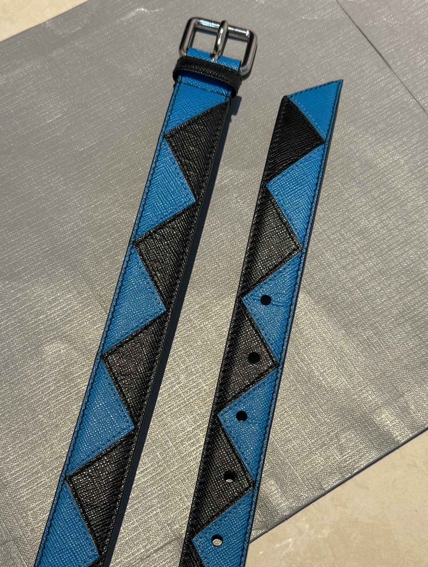 Prada Prada Checkerboard Belt Black & Blue Retro Punk Unisex Size ONE SIZE - 3 Thumbnail