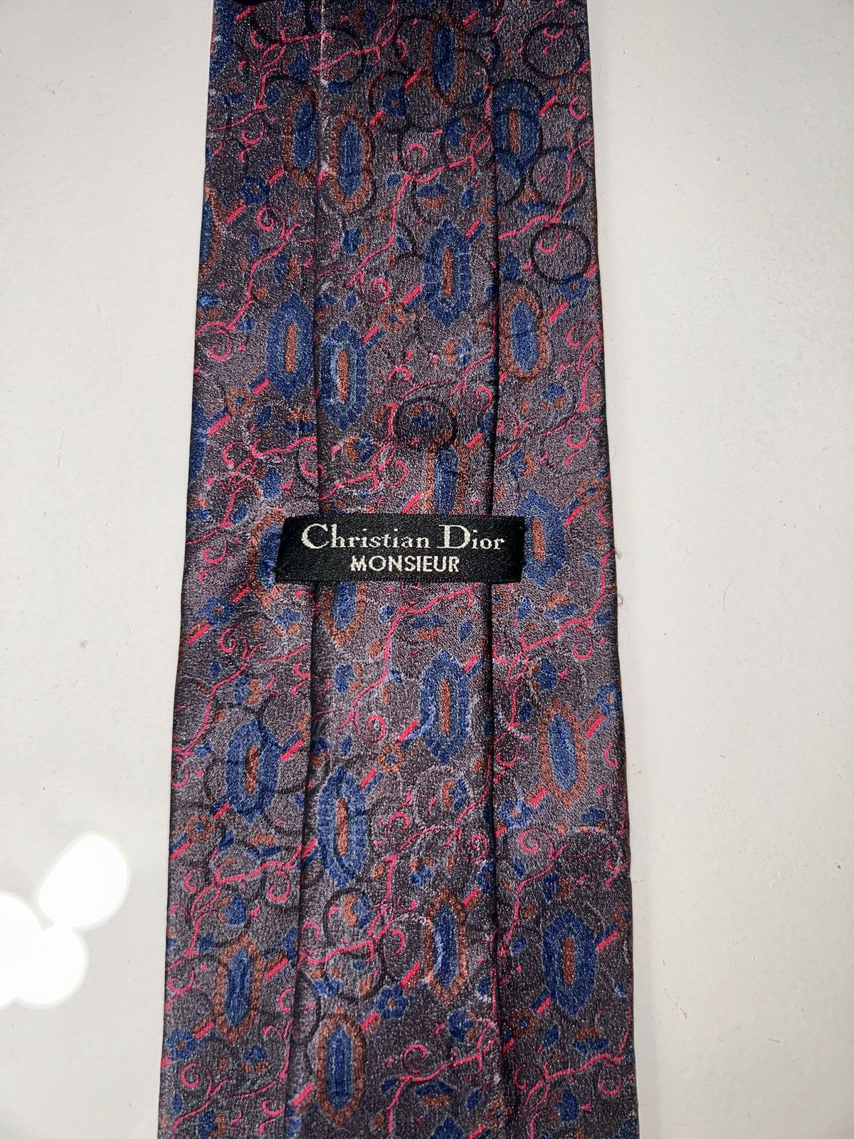 Dior Vintage Christian Dior Monsieur Blue & Red Men’s Silk Tie Size ONE SIZE - 9 Thumbnail