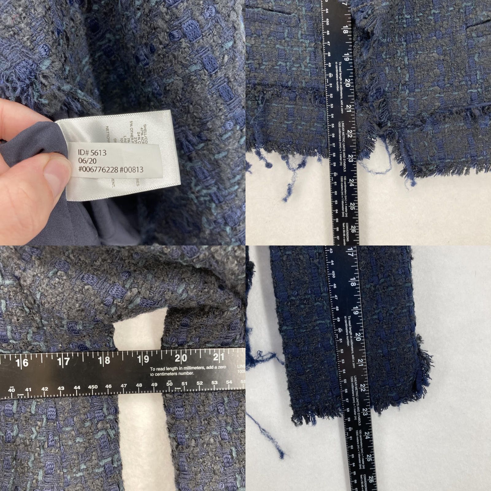 Express VINTAGE Express Blazer Womens Small Navy Blue Tweed Boucle Fringe Open Front Jacket NWT Size S / US 4 / IT 40 - 8 Thumbnail